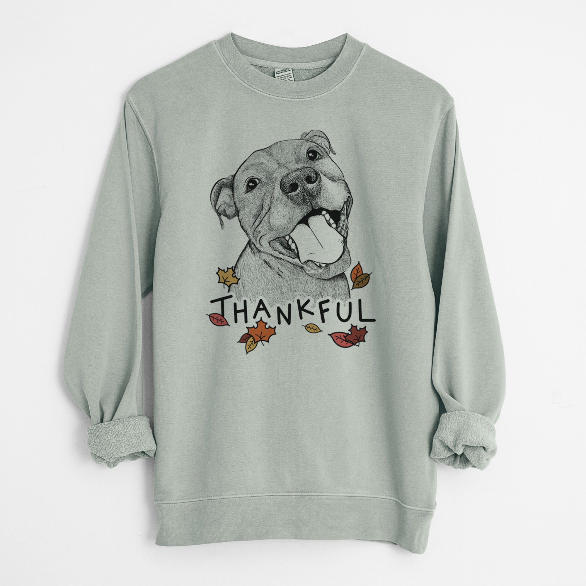 Thankful Eloise the Pitbull Mix - Unisex Pigment Dyed Crew Sweatshirt