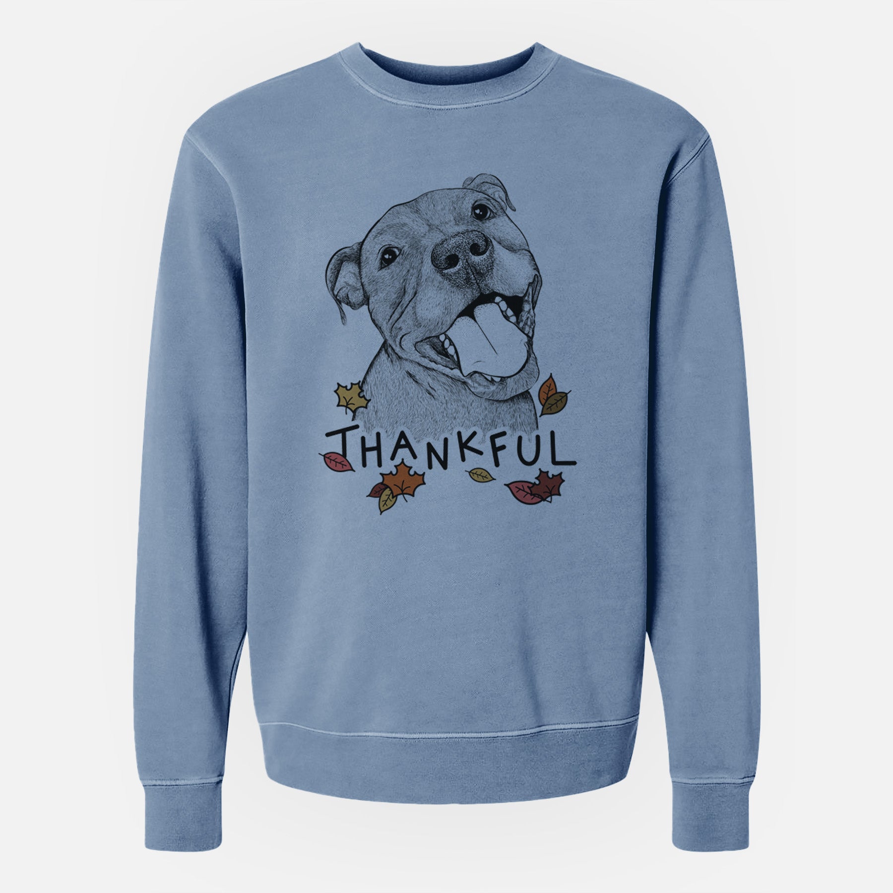 Thankful Eloise the Pitbull Mix - Unisex Pigment Dyed Crew Sweatshirt