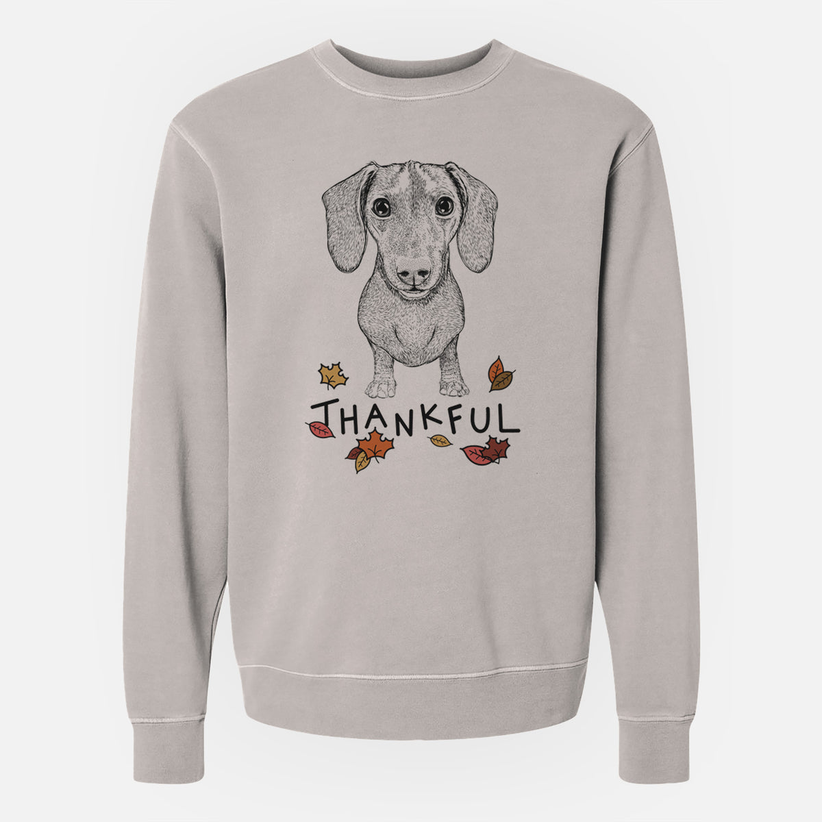 Thankful Ernie the Mini Dachshund - Unisex Pigment Dyed Crew Sweatshirt
