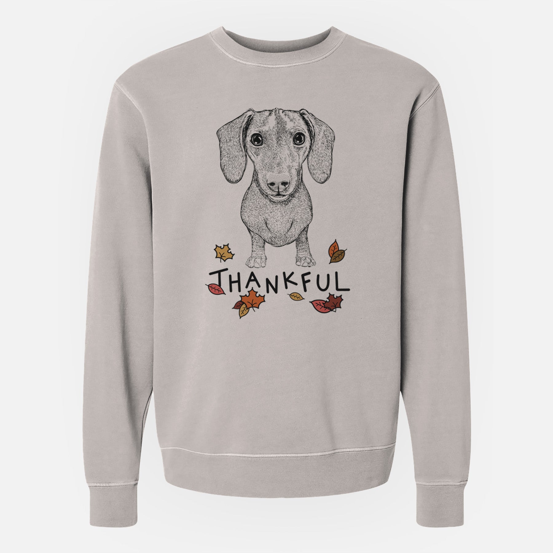 Thankful Ernie the Mini Dachshund - Unisex Pigment Dyed Crew Sweatshirt