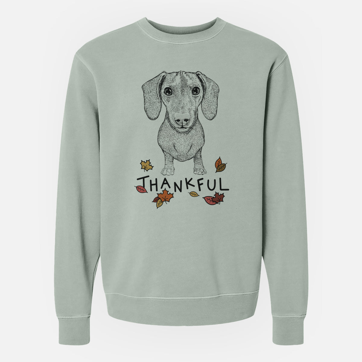 Thankful Ernie the Mini Dachshund - Unisex Pigment Dyed Crew Sweatshirt