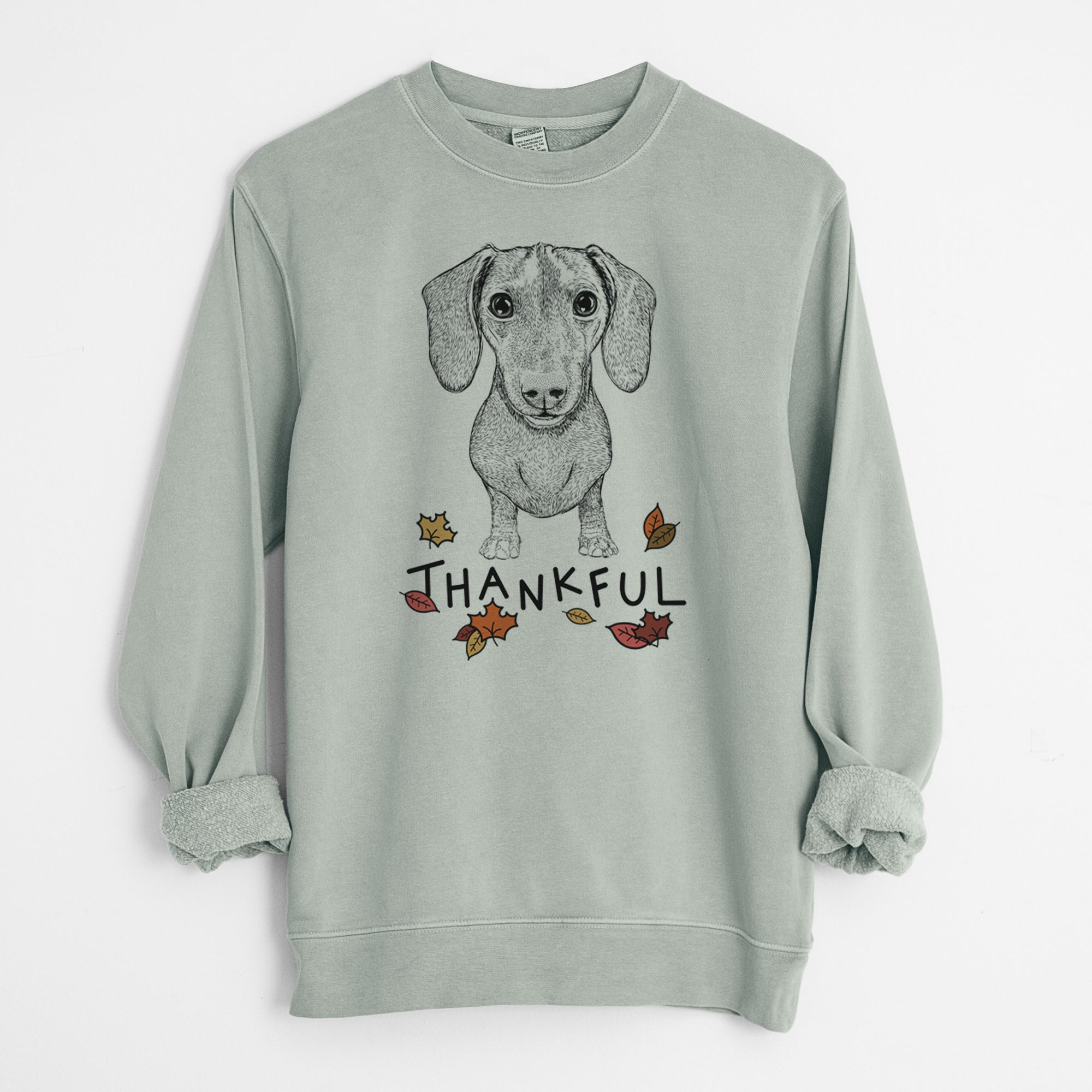 Thankful Ernie the Mini Dachshund - Unisex Pigment Dyed Crew Sweatshirt