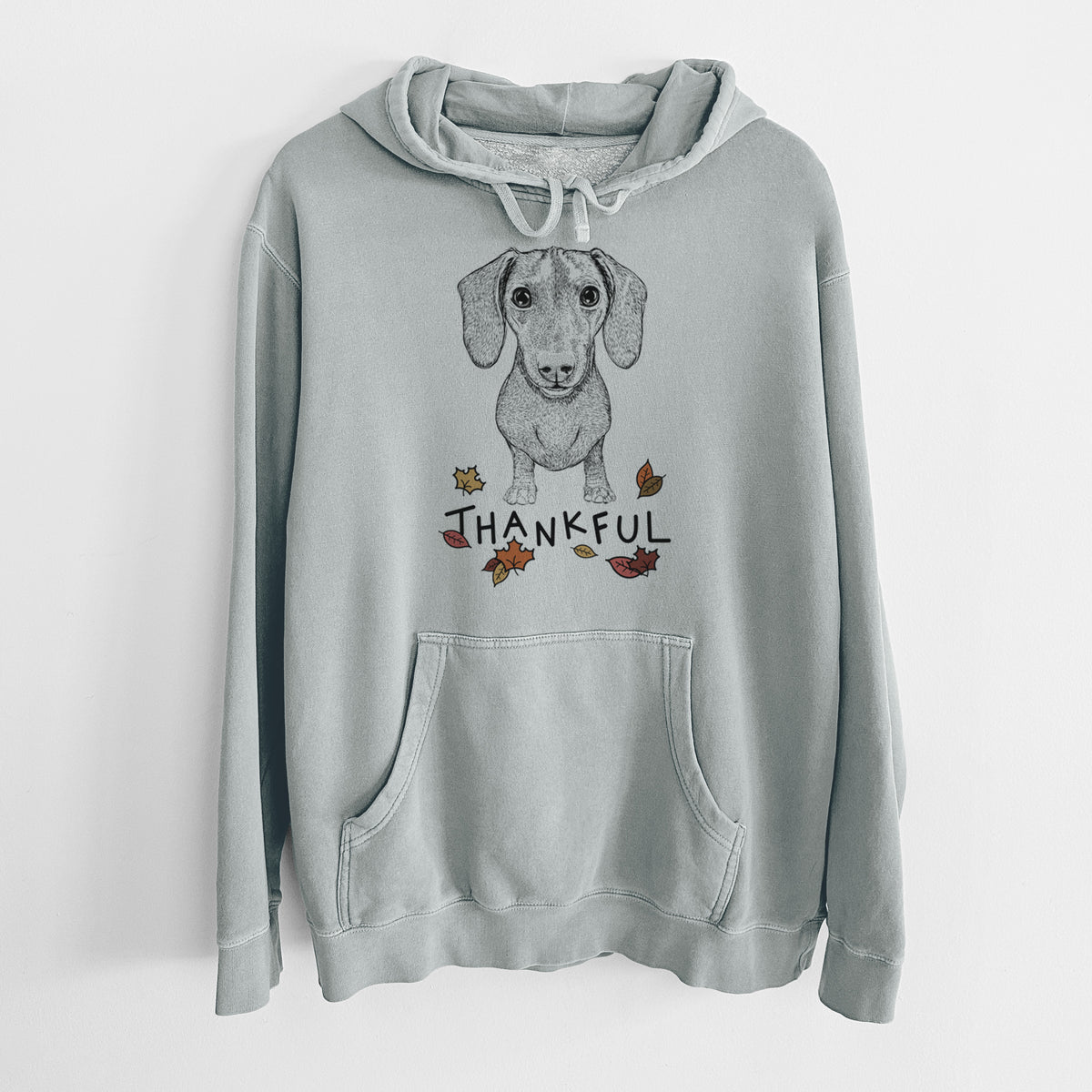 Thankful Ernie the Mini Dachshund - Unisex Pigment Dyed Hoodie