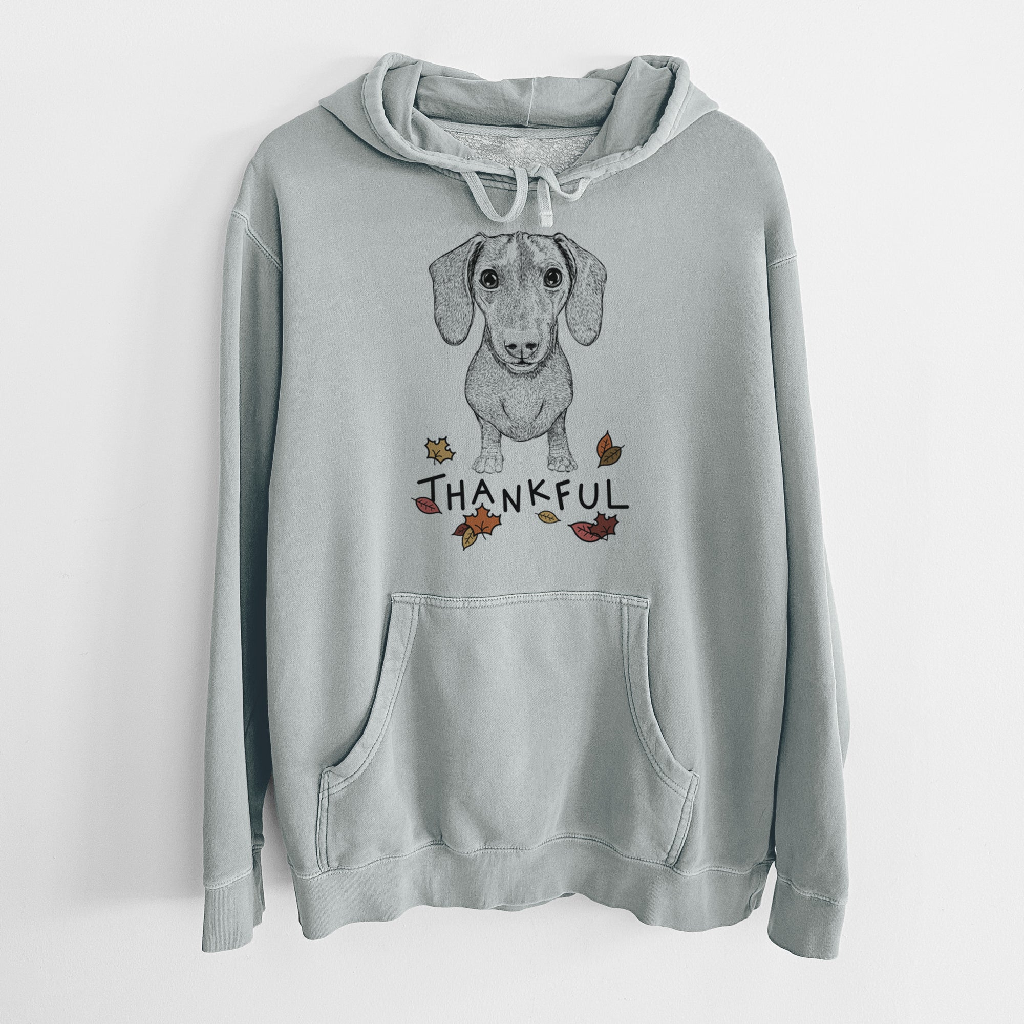 Thankful Ernie the Mini Dachshund - Unisex Pigment Dyed Hoodie