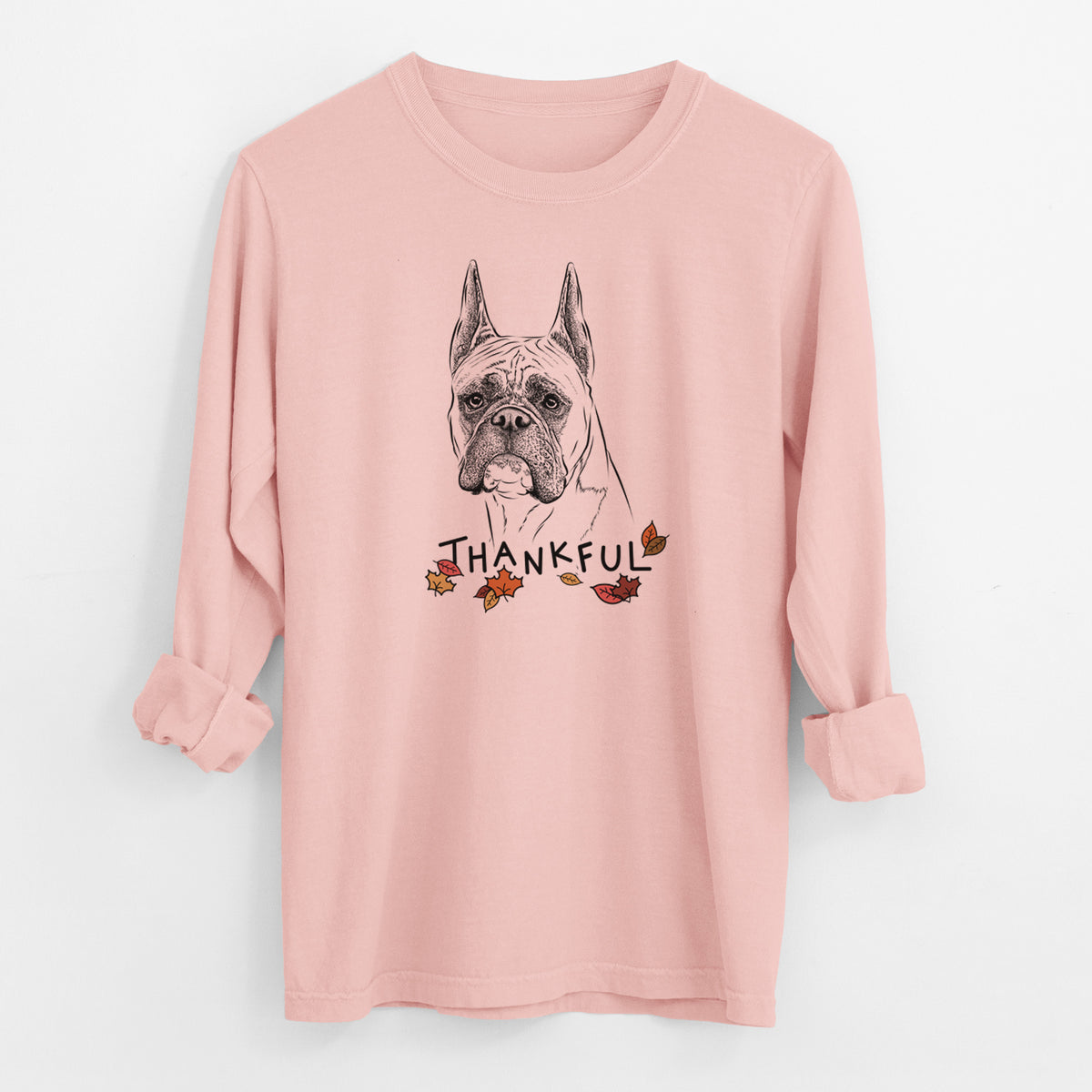 Thankful Ezra the Boxer - Men's Heavyweight 100% Cotton Long Sleeve