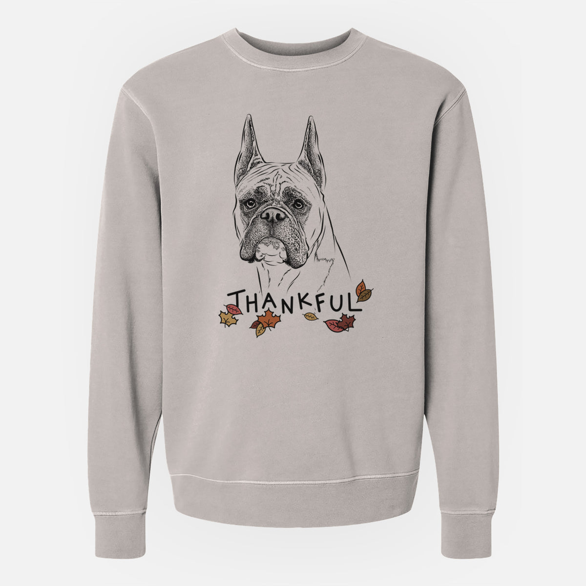 Thankful Ezra the Boxer - Unisex Pigment Dyed Crew Sweatshirt