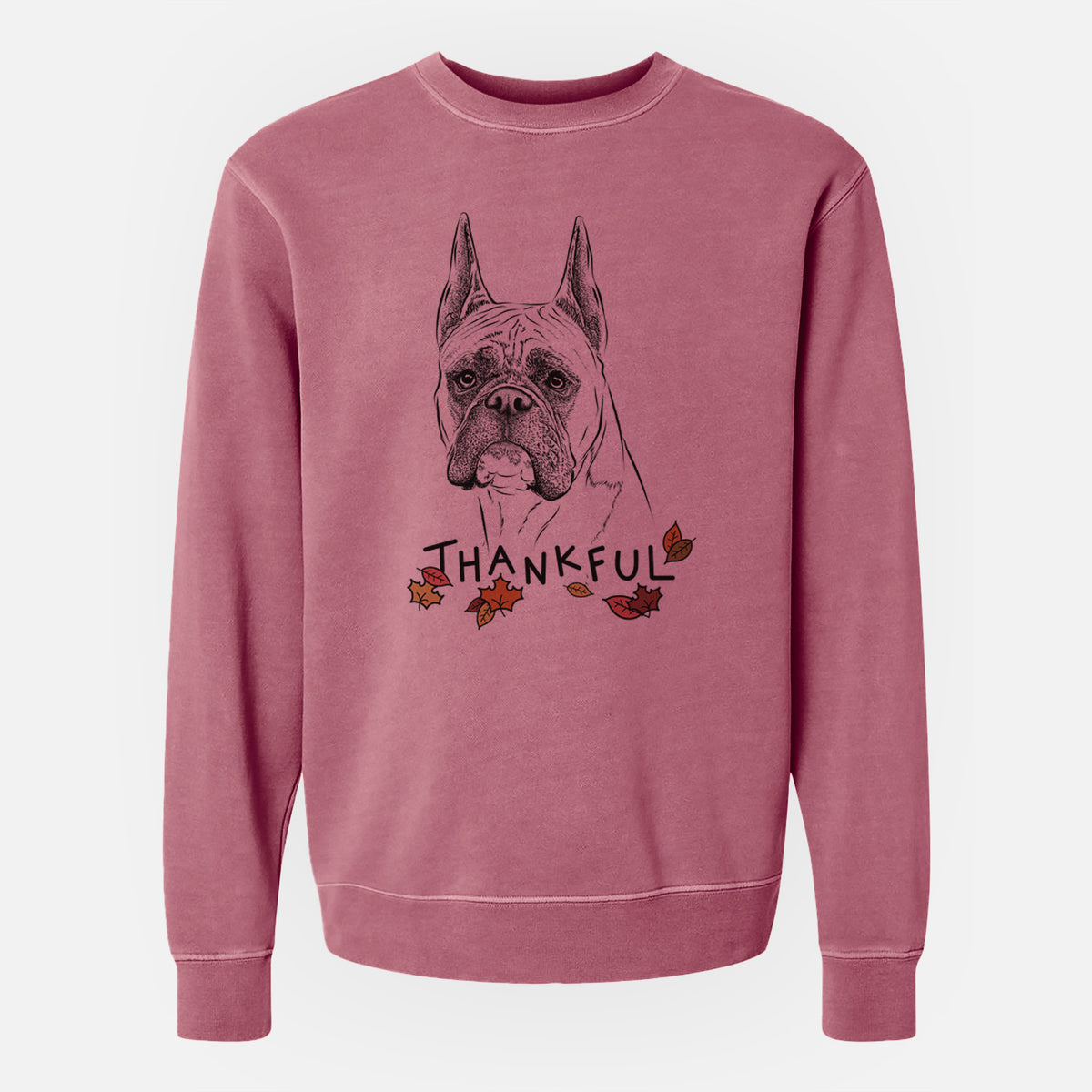 Thankful Ezra the Boxer - Unisex Pigment Dyed Crew Sweatshirt