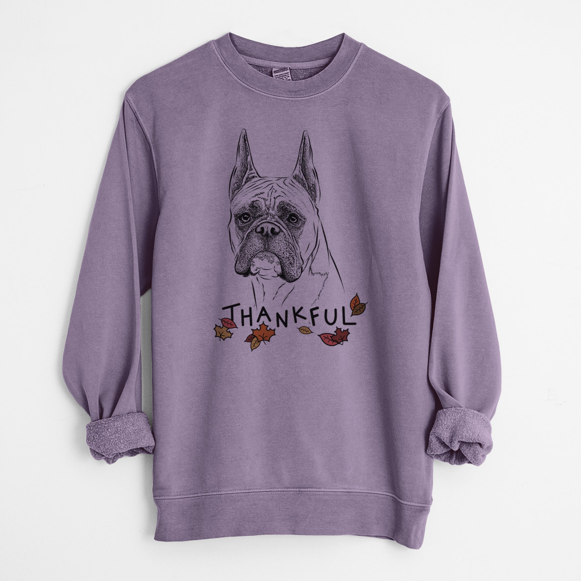 Thankful Ezra the Boxer - Unisex Pigment Dyed Crew Sweatshirt