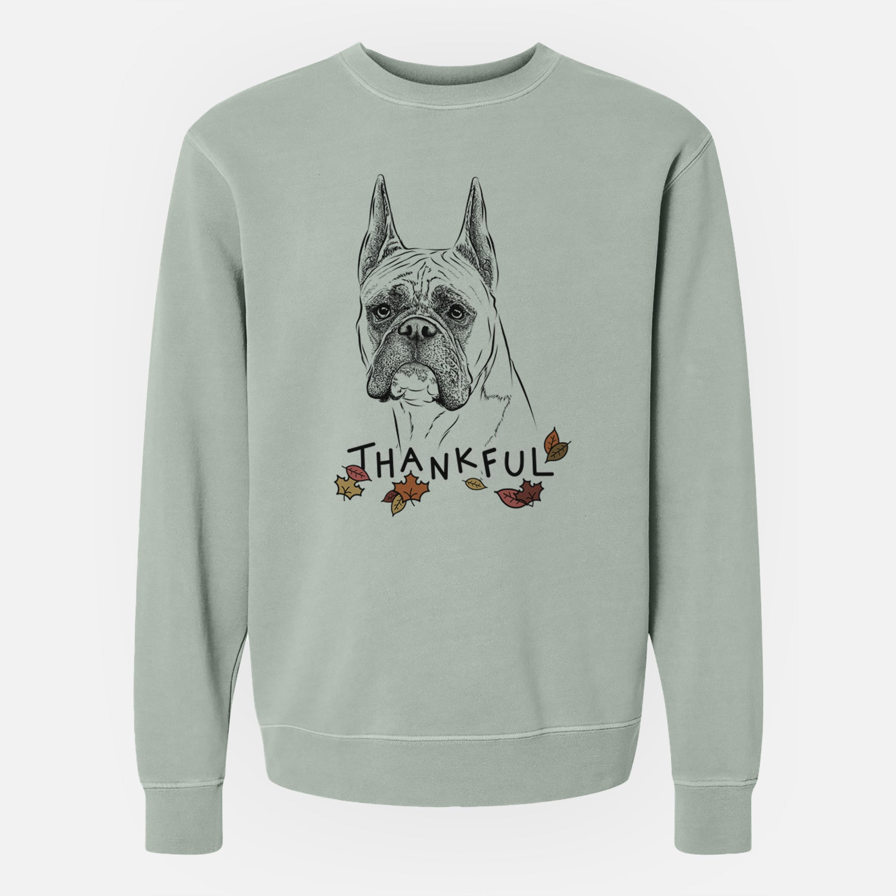 Thankful Ezra the Boxer - Unisex Pigment Dyed Crew Sweatshirt