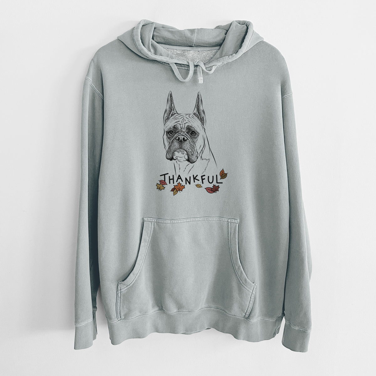 Thankful Ezra the Boxer - Unisex Pigment Dyed Hoodie