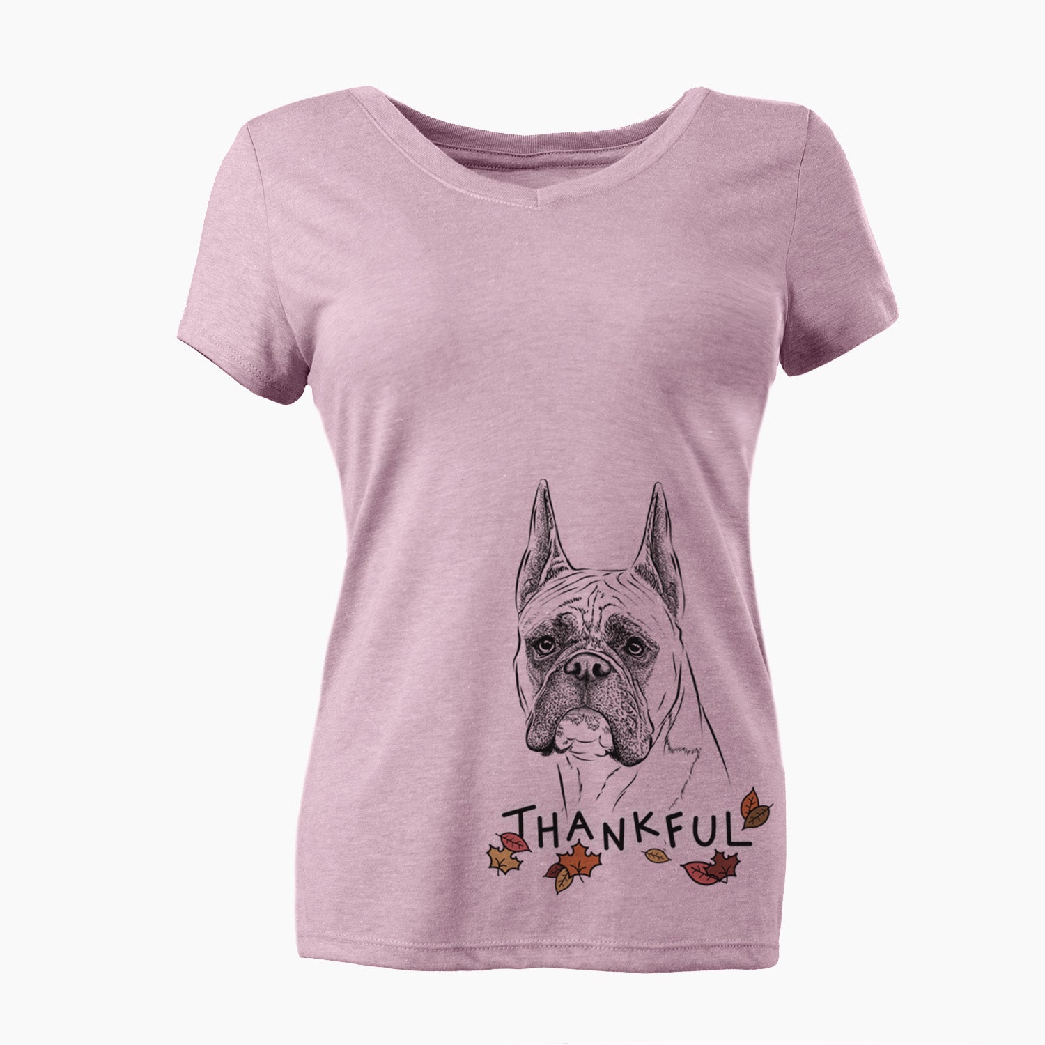 Thankful Ezra the Boxer - Women's V-neck Shirt