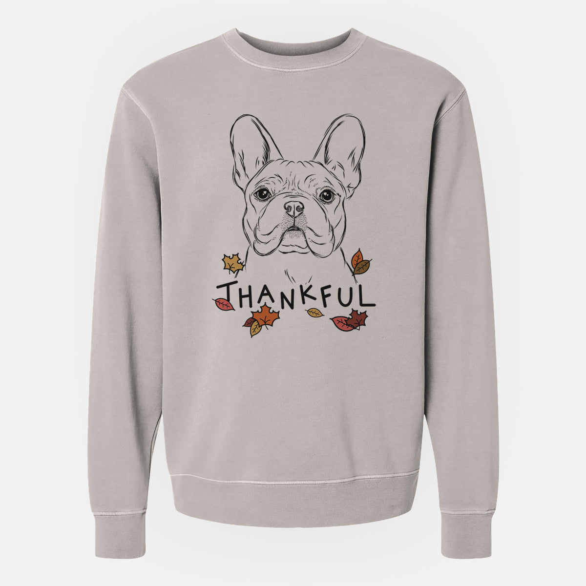 Thankful Franco the French Bulldog - Unisex Pigment Dyed Crew Sweatshirt