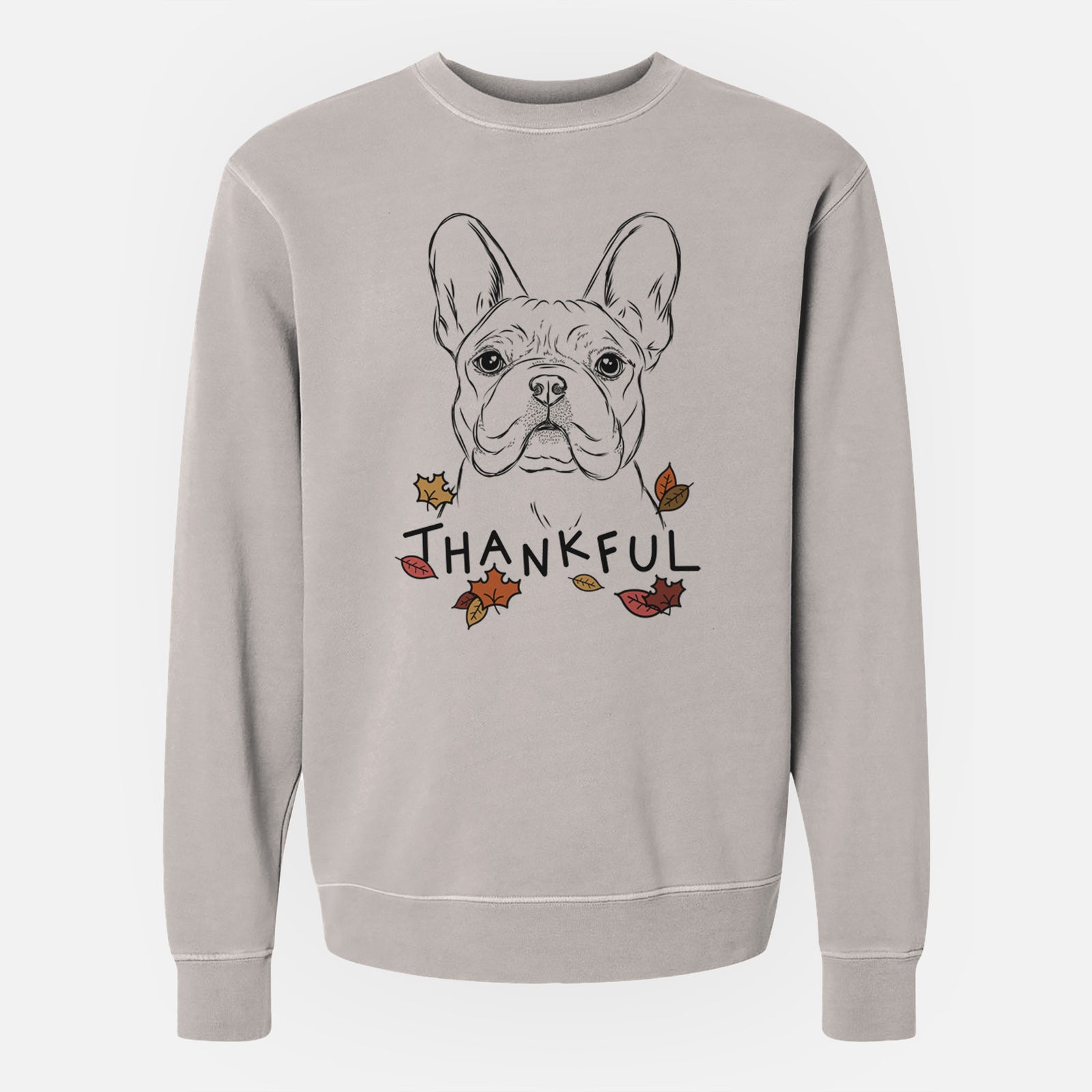 Thankful Franco the French Bulldog - Unisex Pigment Dyed Crew Sweatshirt