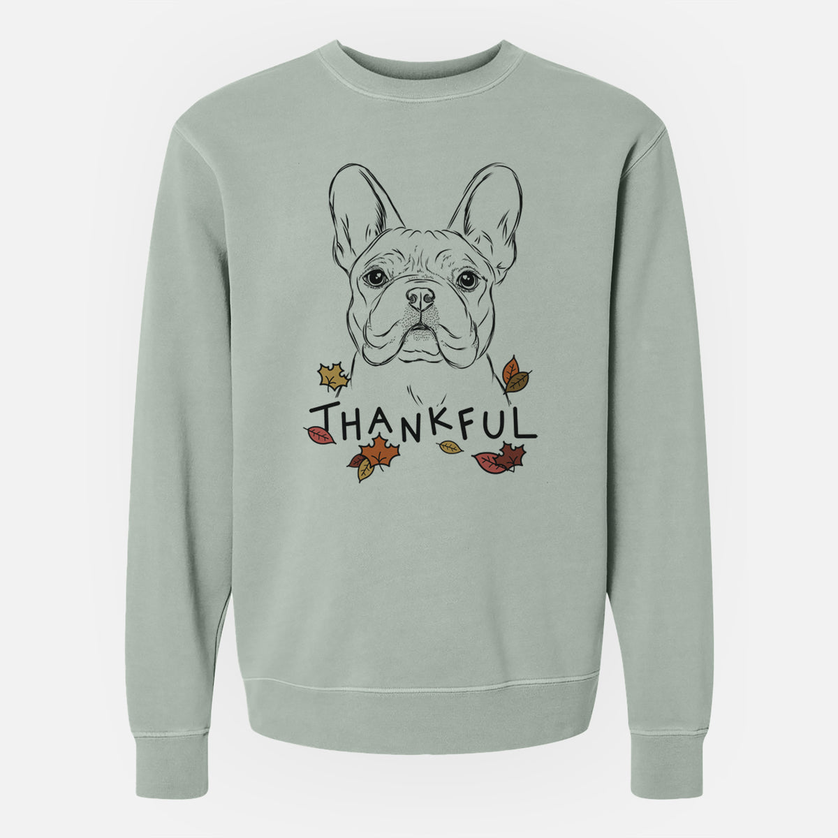 Thankful Franco the French Bulldog - Unisex Pigment Dyed Crew Sweatshirt