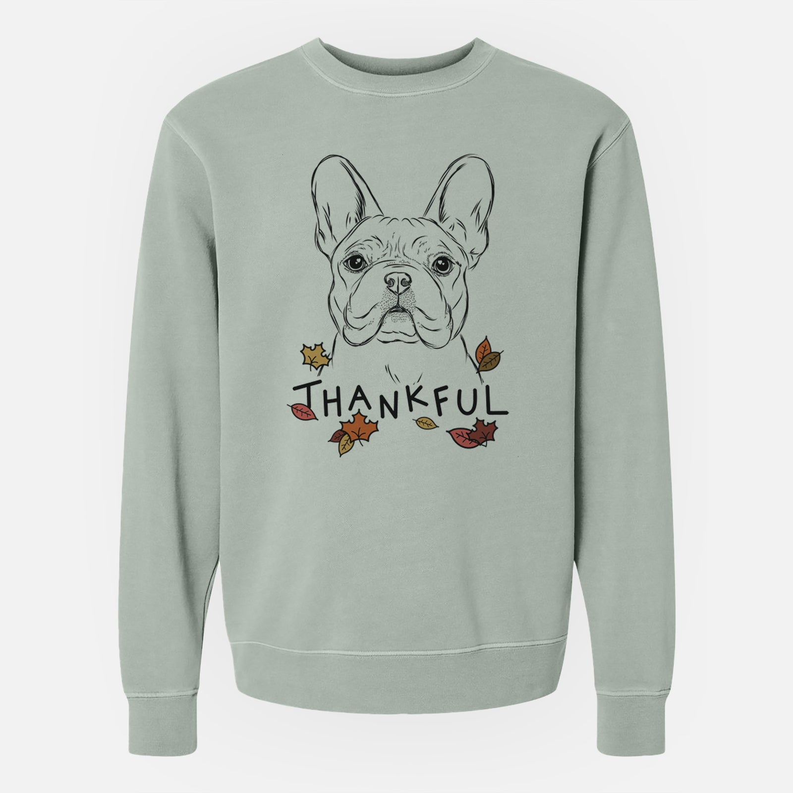Thankful Franco the French Bulldog - Unisex Pigment Dyed Crew Sweatshirt