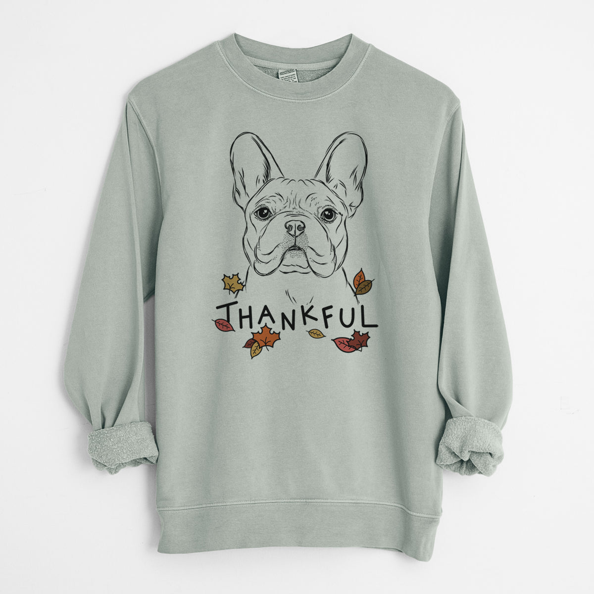 Thankful Franco the French Bulldog - Unisex Pigment Dyed Crew Sweatshirt