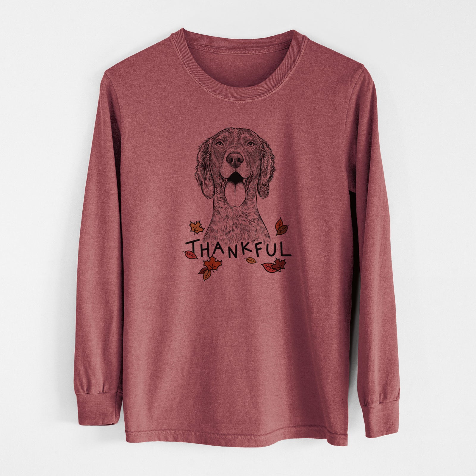 Thankful Freddy the English Setter - Men's Heavyweight 100% Cotton Long Sleeve
