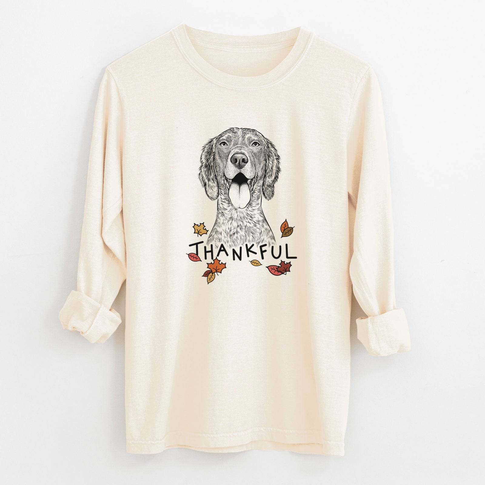 Thankful Freddy the English Setter - Men's Heavyweight 100% Cotton Long Sleeve