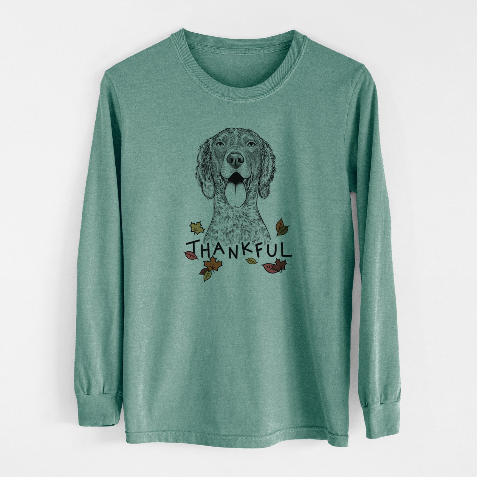 Thankful Freddy the English Setter - Men's Heavyweight 100% Cotton Long Sleeve