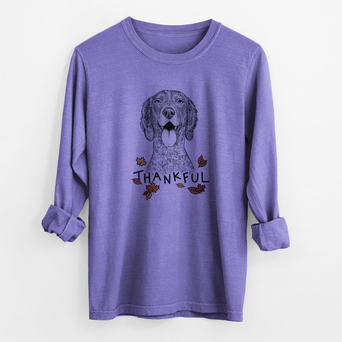 Thankful Freddy the English Setter - Men's Heavyweight 100% Cotton Long Sleeve