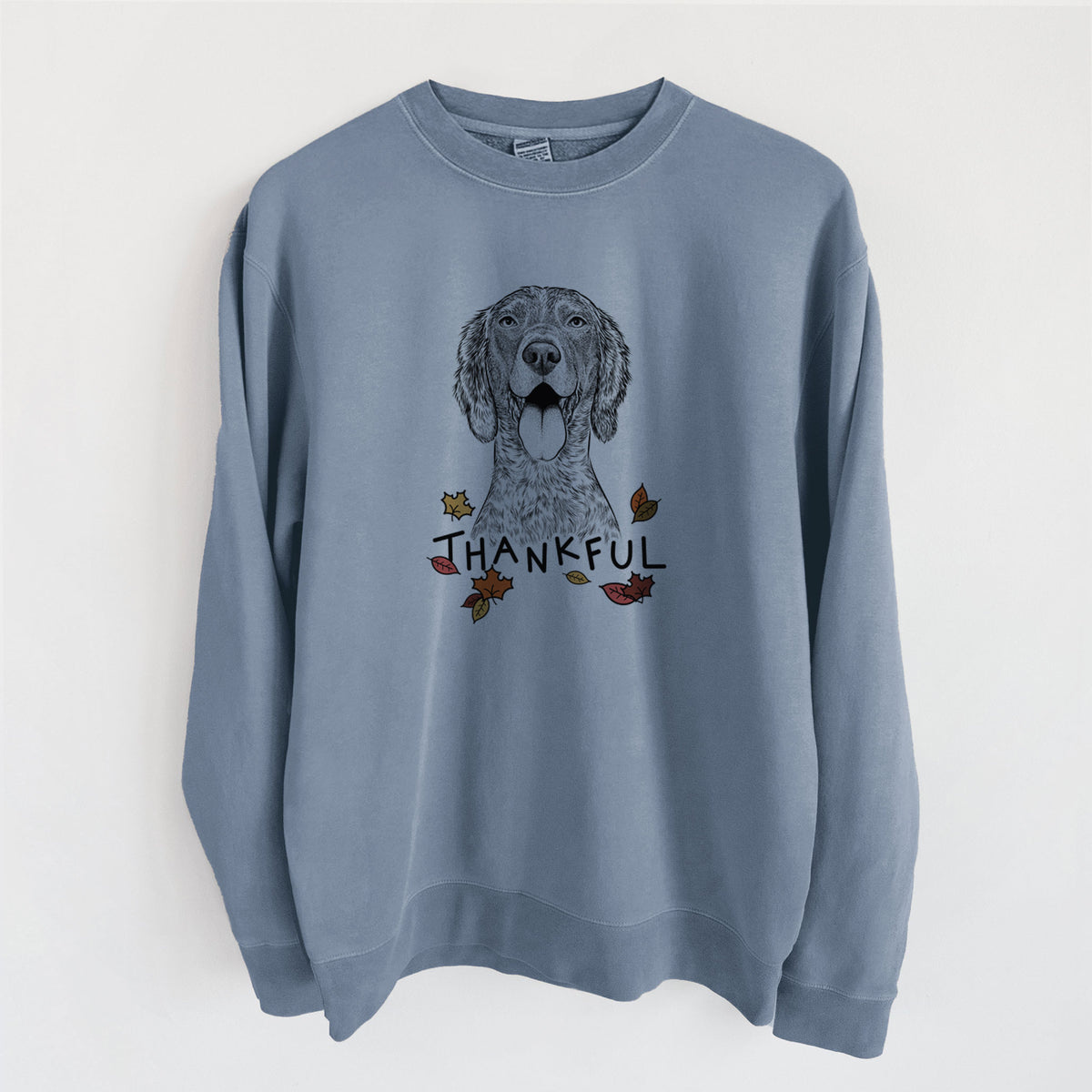 Thankful Freddy the English Setter - Unisex Pigment Dyed Crew Sweatshirt