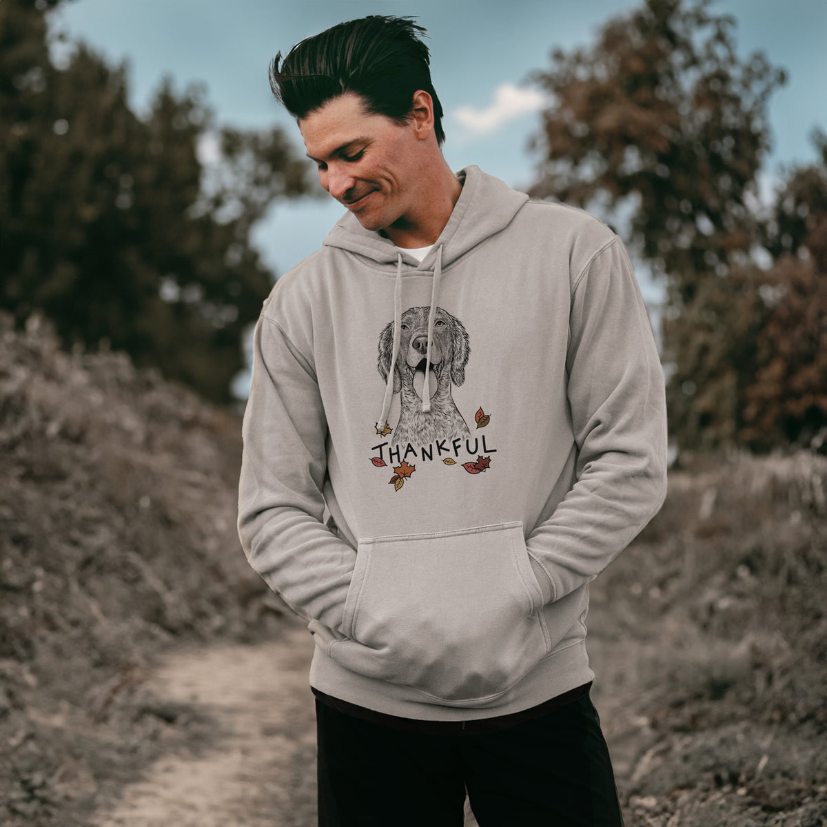 Thankful Freddy the English Setter - Unisex Pigment Dyed Hoodie