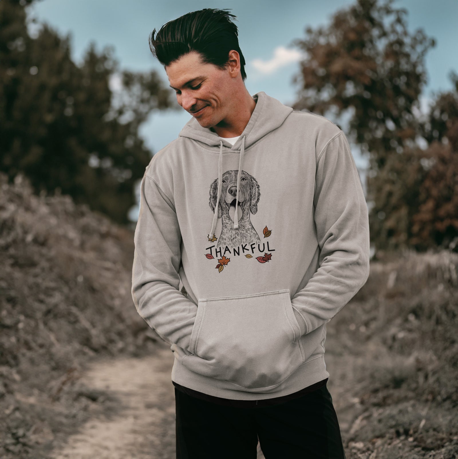 Thankful Freddy the English Setter - Unisex Pigment Dyed Hoodie