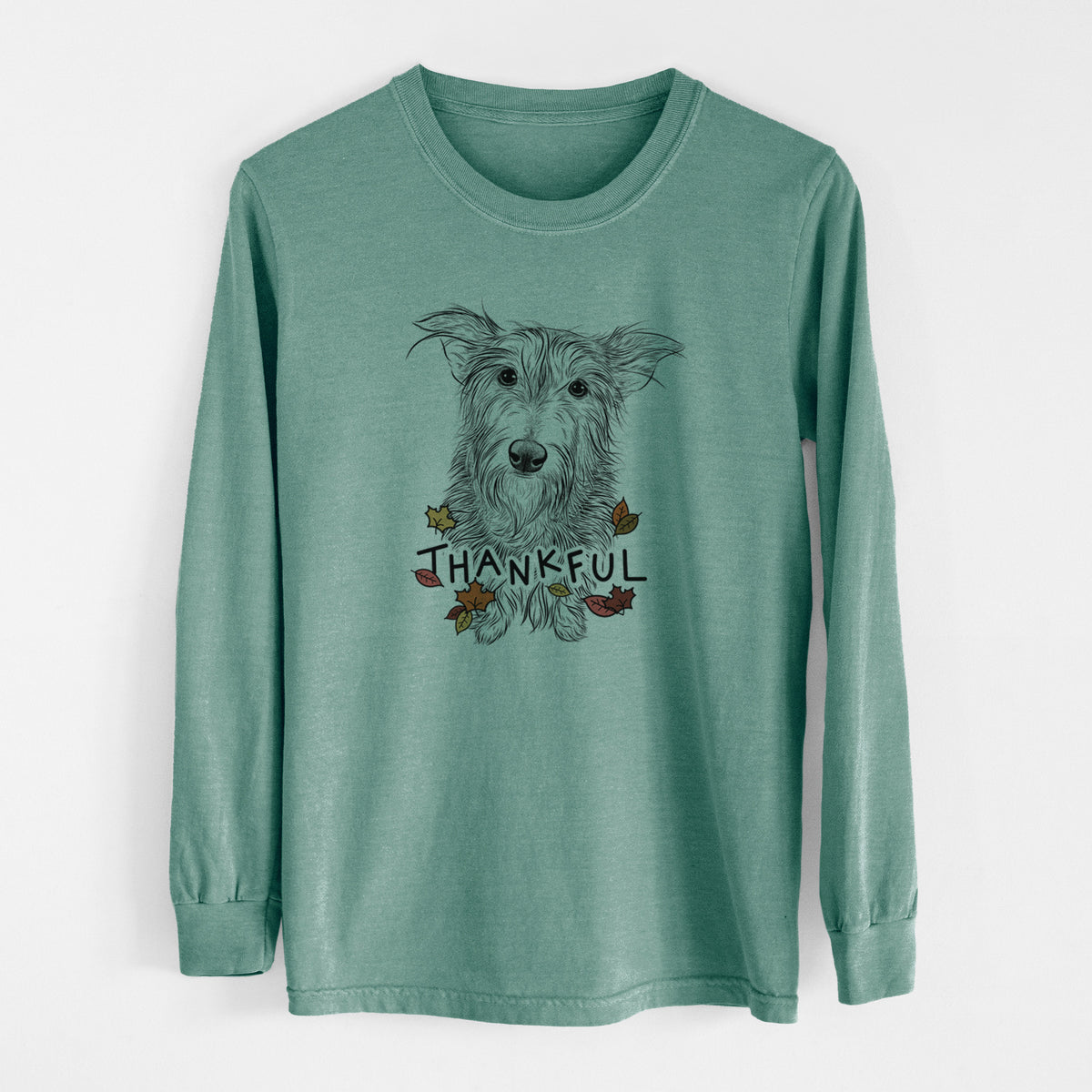 Thankful Frida Doggo the Rescue Terrier Mix - Men's Heavyweight 100% Cotton Long Sleeve