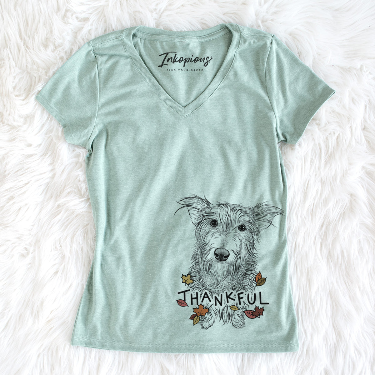 Thankful Frida Doggo the Rescue Terrier Mix - Women&#39;s V-neck Shirt