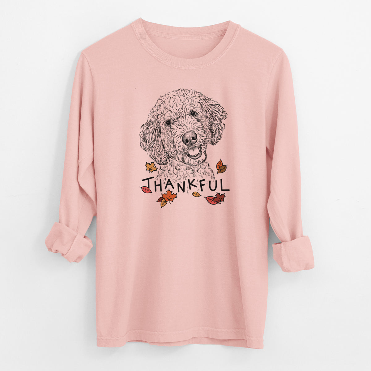 Thankful Gizmo the Goldendoodle - Men's Heavyweight 100% Cotton Long Sleeve
