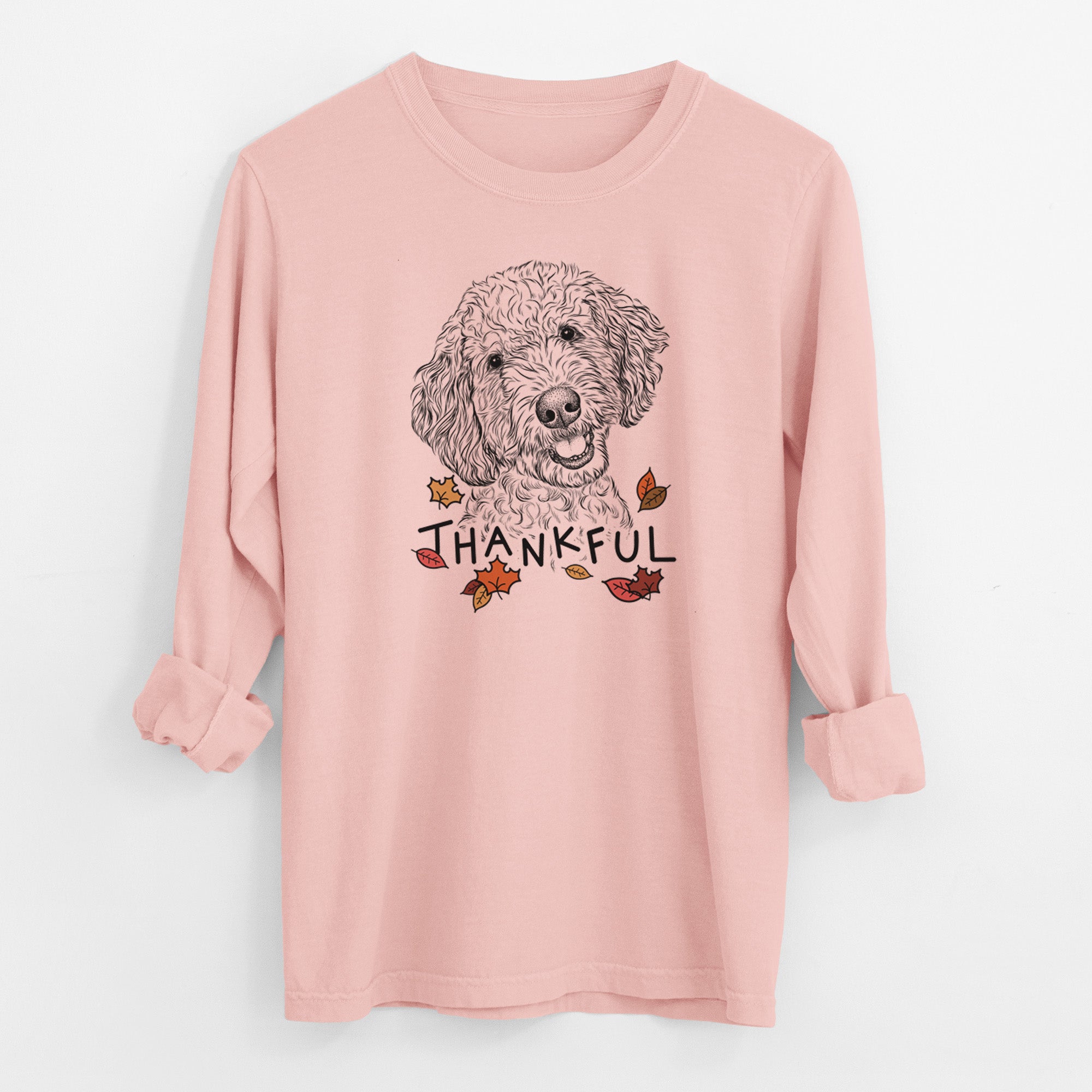 Thankful Gizmo the Goldendoodle - Men's Heavyweight 100% Cotton Long Sleeve