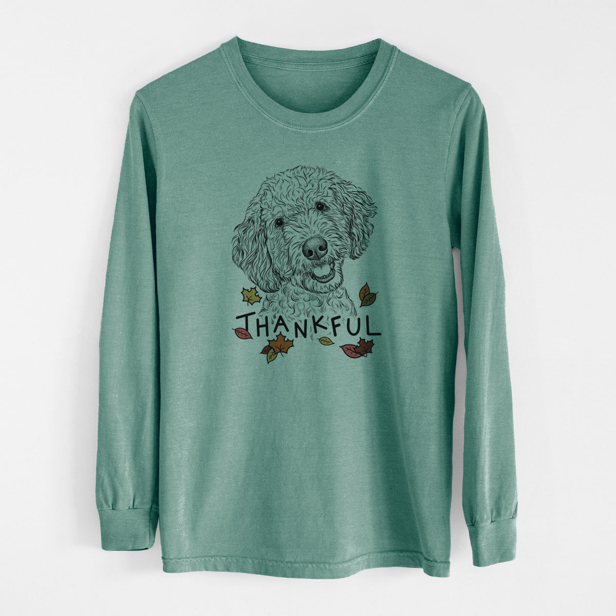 Thankful Gizmo the Goldendoodle - Men's Heavyweight 100% Cotton Long Sleeve