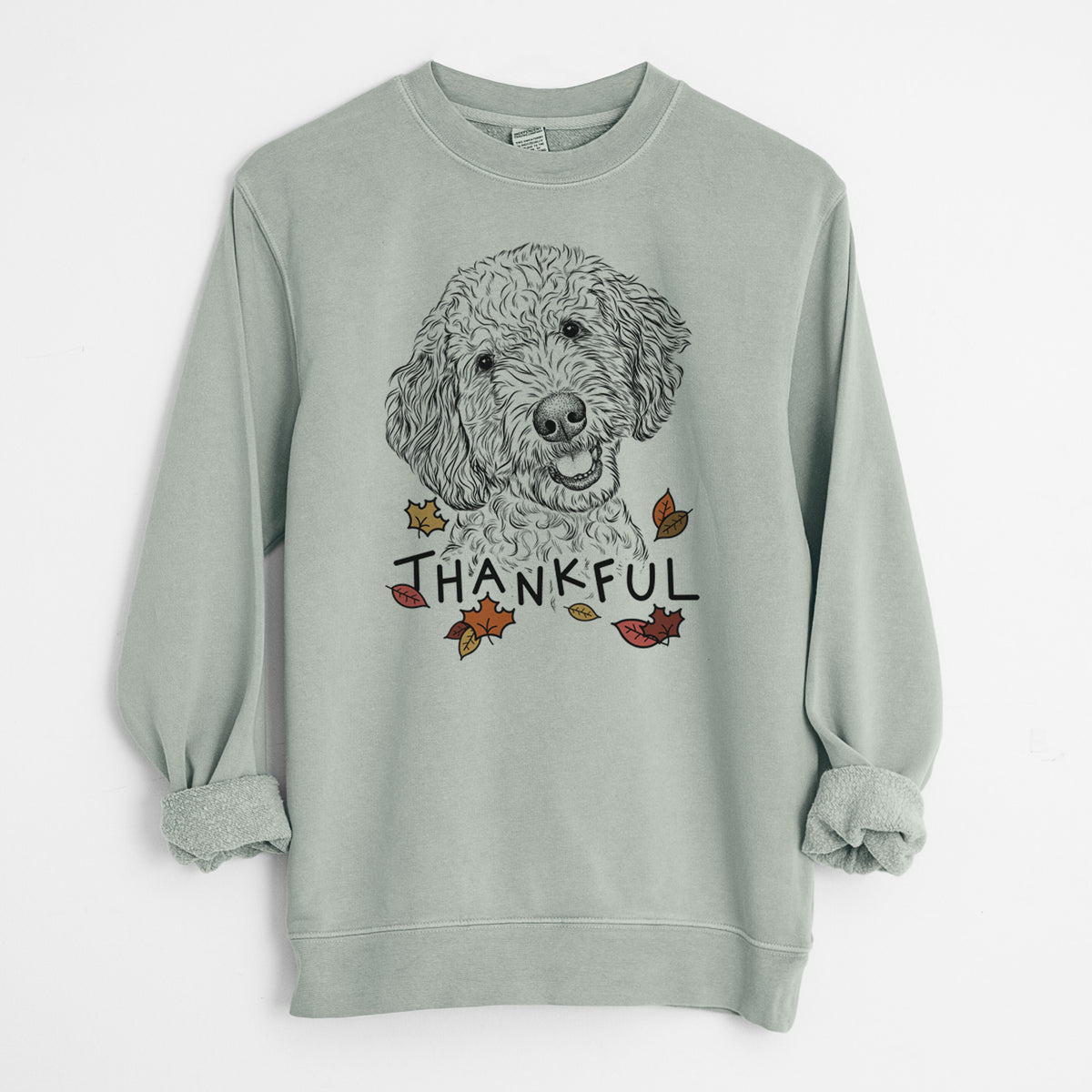 Thankful Gizmo the Goldendoodle - Unisex Pigment Dyed Crew Sweatshirt