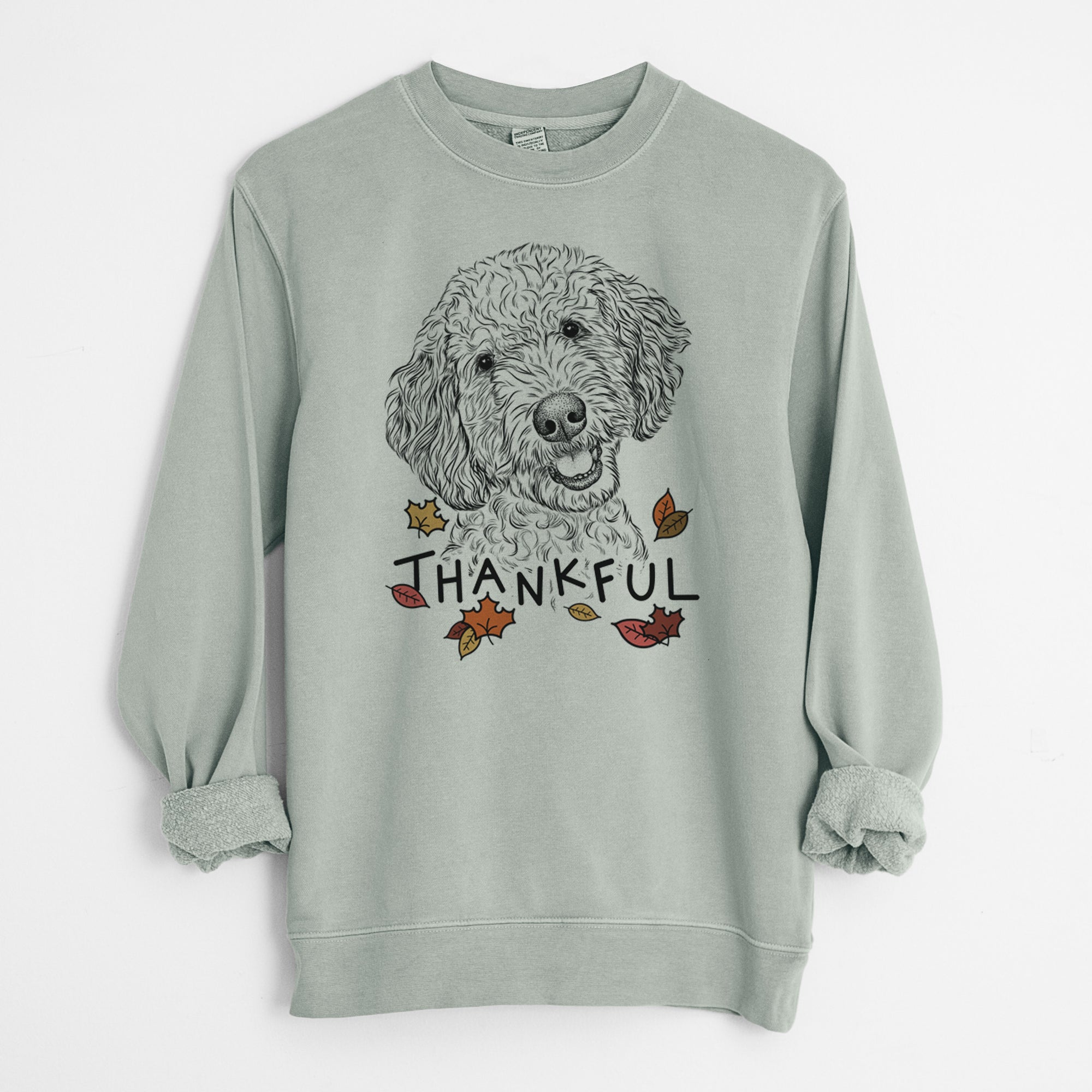 Thankful Gizmo the Goldendoodle - Unisex Pigment Dyed Crew Sweatshirt