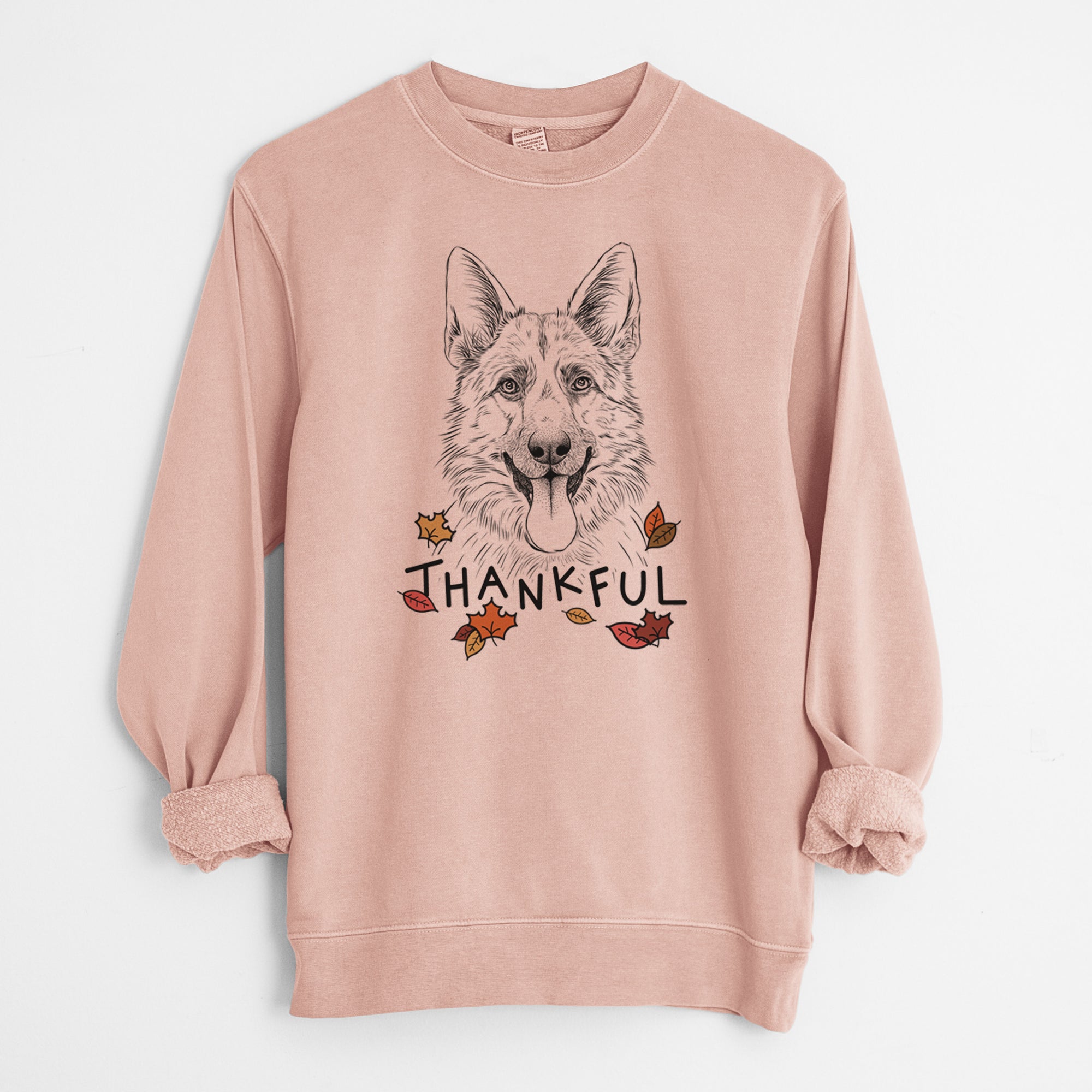 Thankful Grace the German Shepherd - Unisex Pigment Dyed Crew Sweatshirt