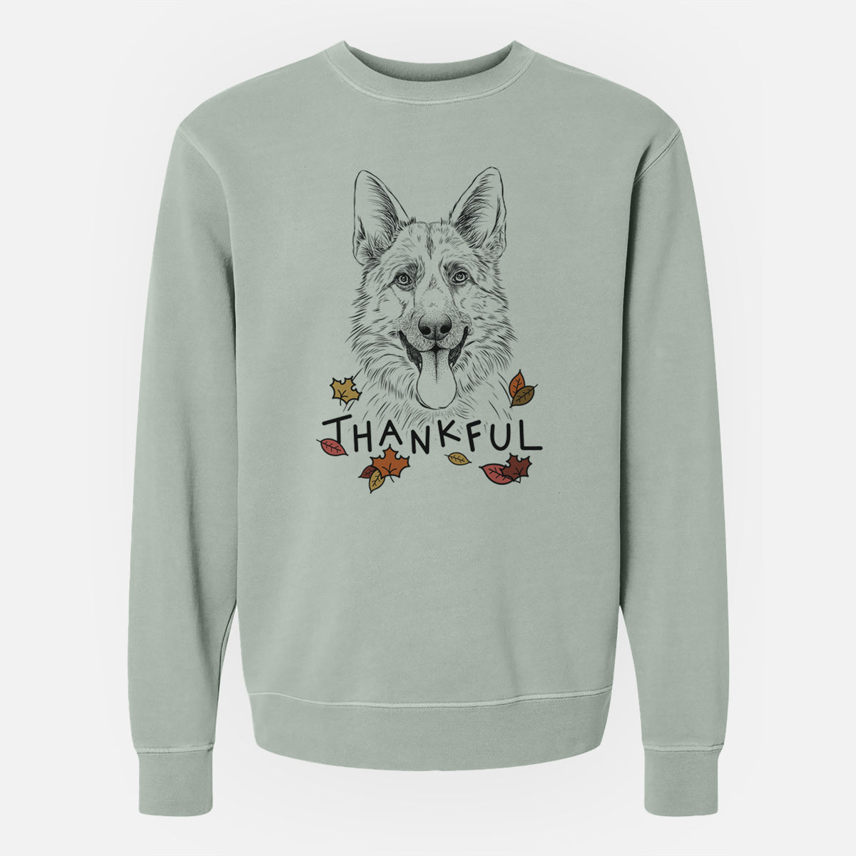 Thankful Grace the German Shepherd - Unisex Pigment Dyed Crew Sweatshirt