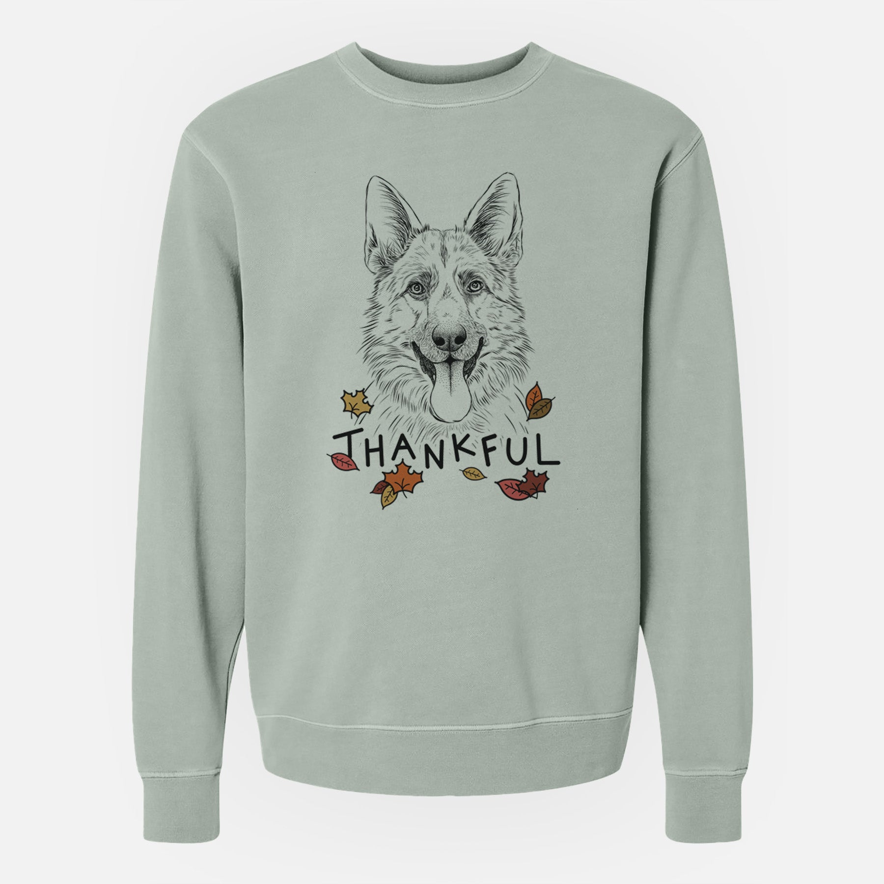 Thankful Grace the German Shepherd - Unisex Pigment Dyed Crew Sweatshirt