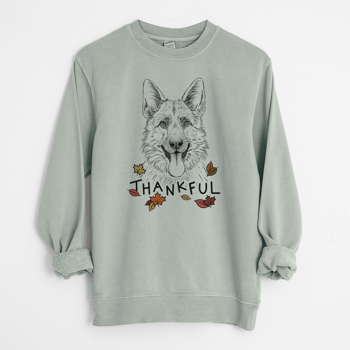 Thankful Grace the German Shepherd - Unisex Pigment Dyed Crew Sweatshirt