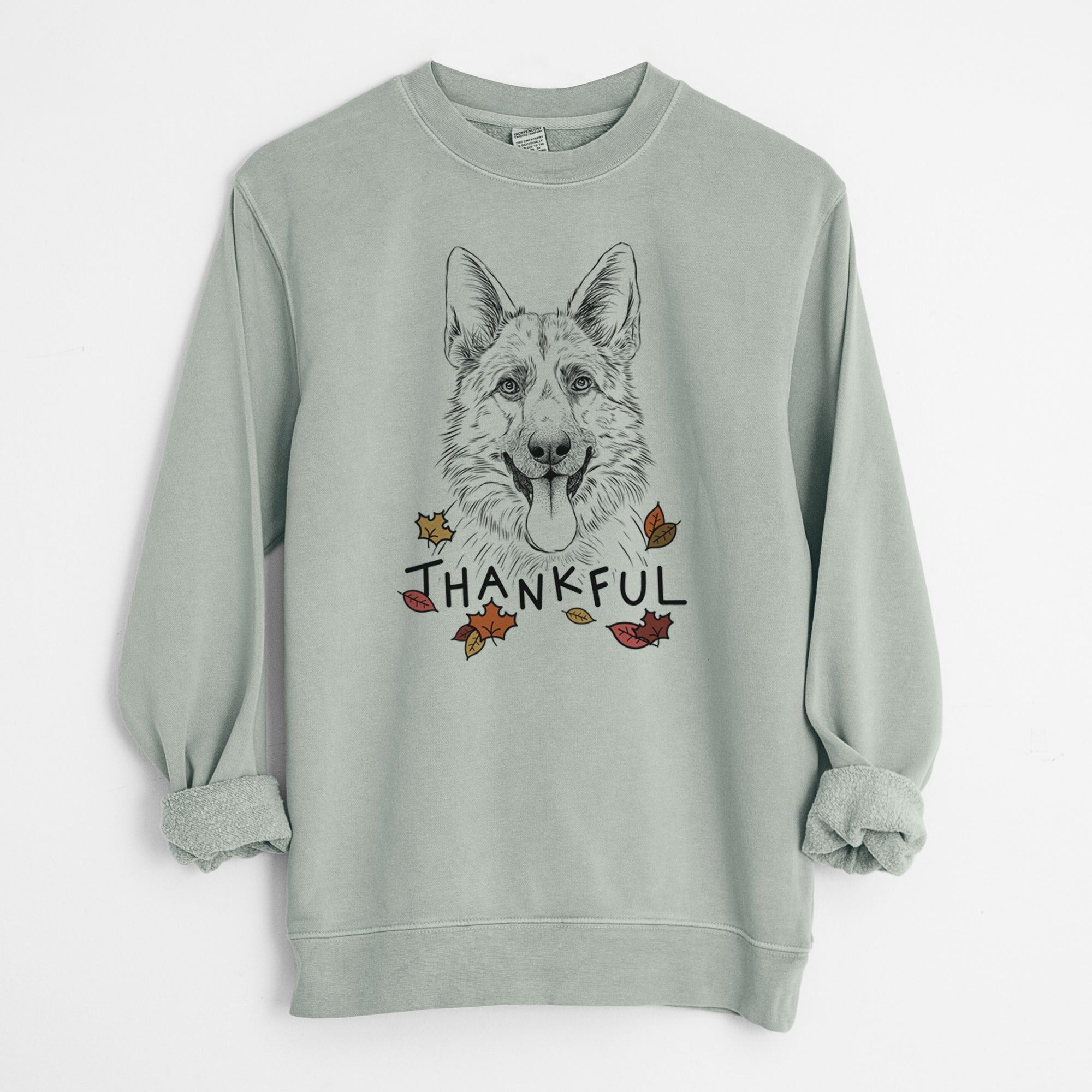 Thankful Grace the German Shepherd - Unisex Pigment Dyed Crew Sweatshirt