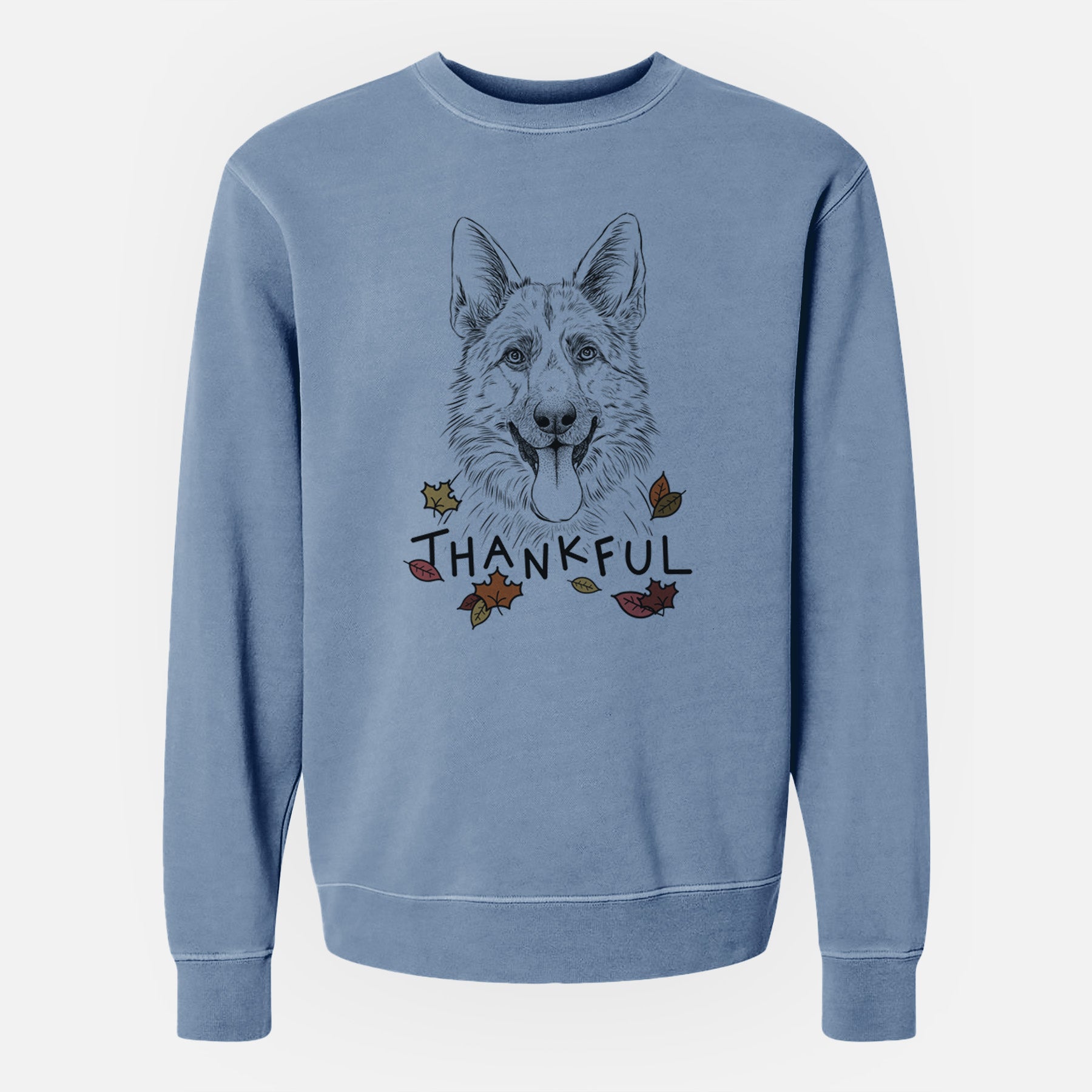 Thankful Grace the German Shepherd - Unisex Pigment Dyed Crew Sweatshirt