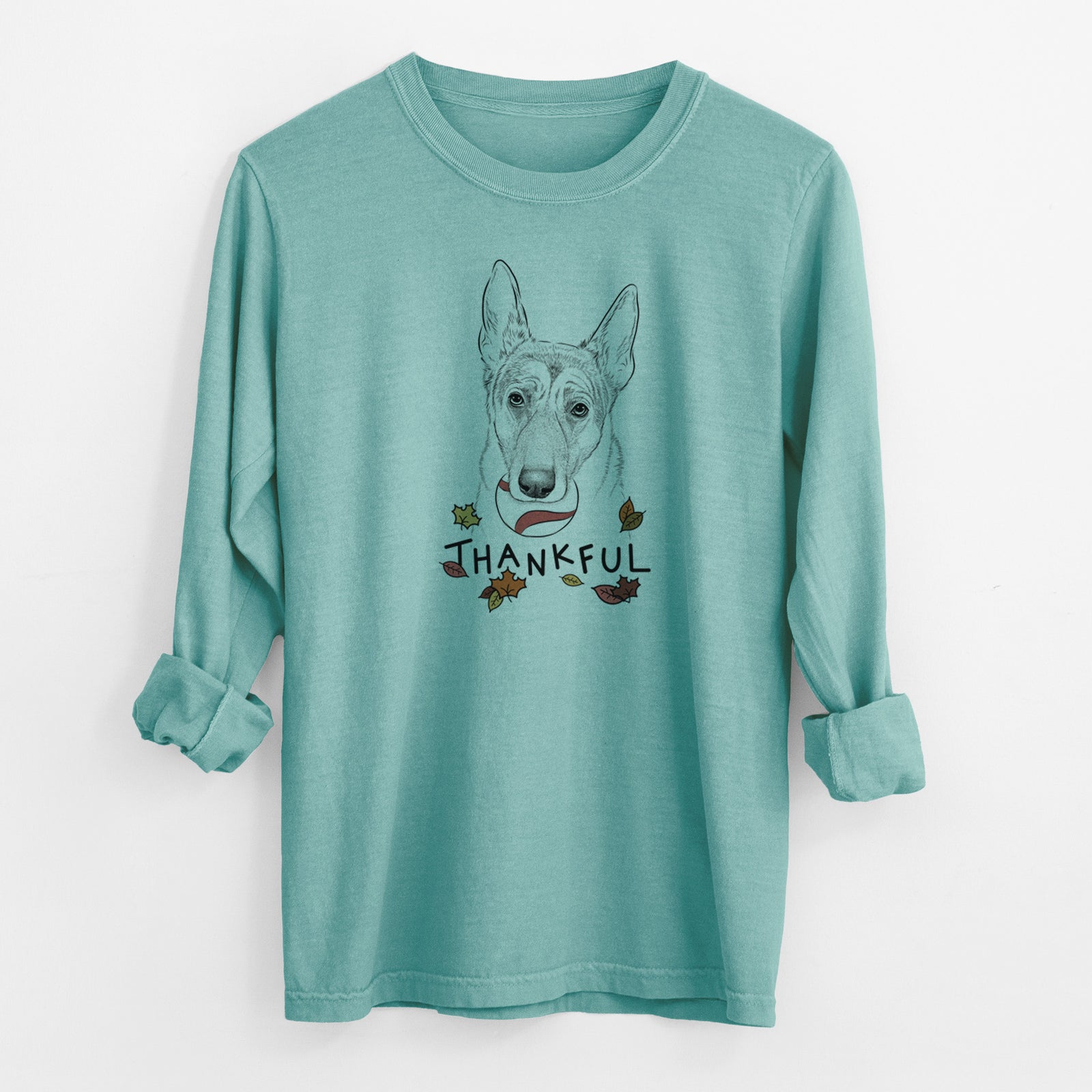 Thankful Greta the German Shepherd - Men's Heavyweight 100% Cotton Long Sleeve