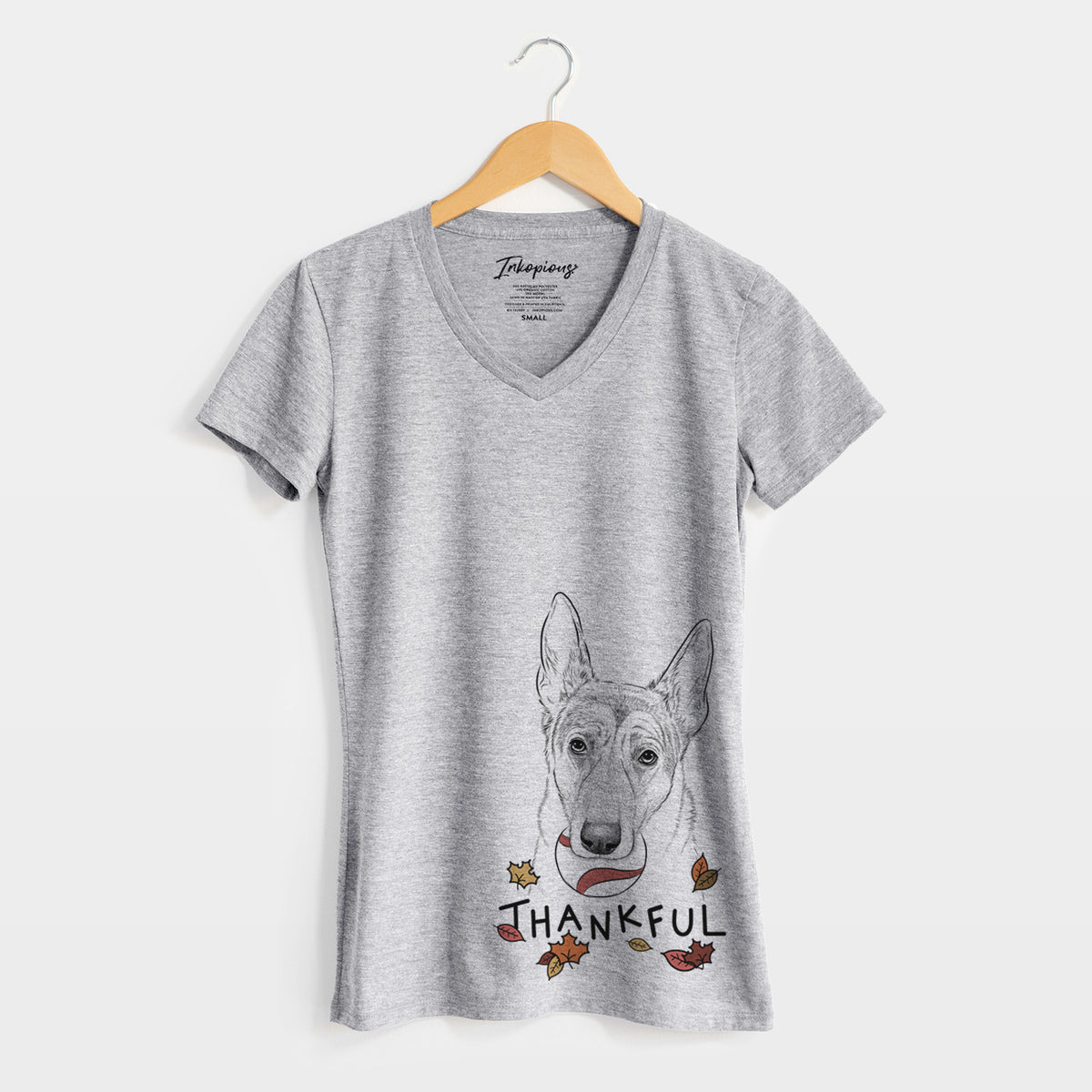 Thankful Greta the German Shepherd - Women's V-neck Shirt