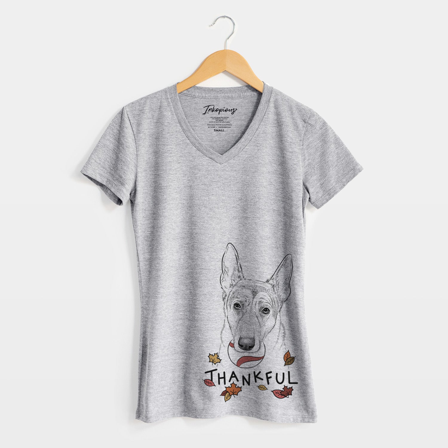 Thankful Greta the German Shepherd - Women's V-neck Shirt