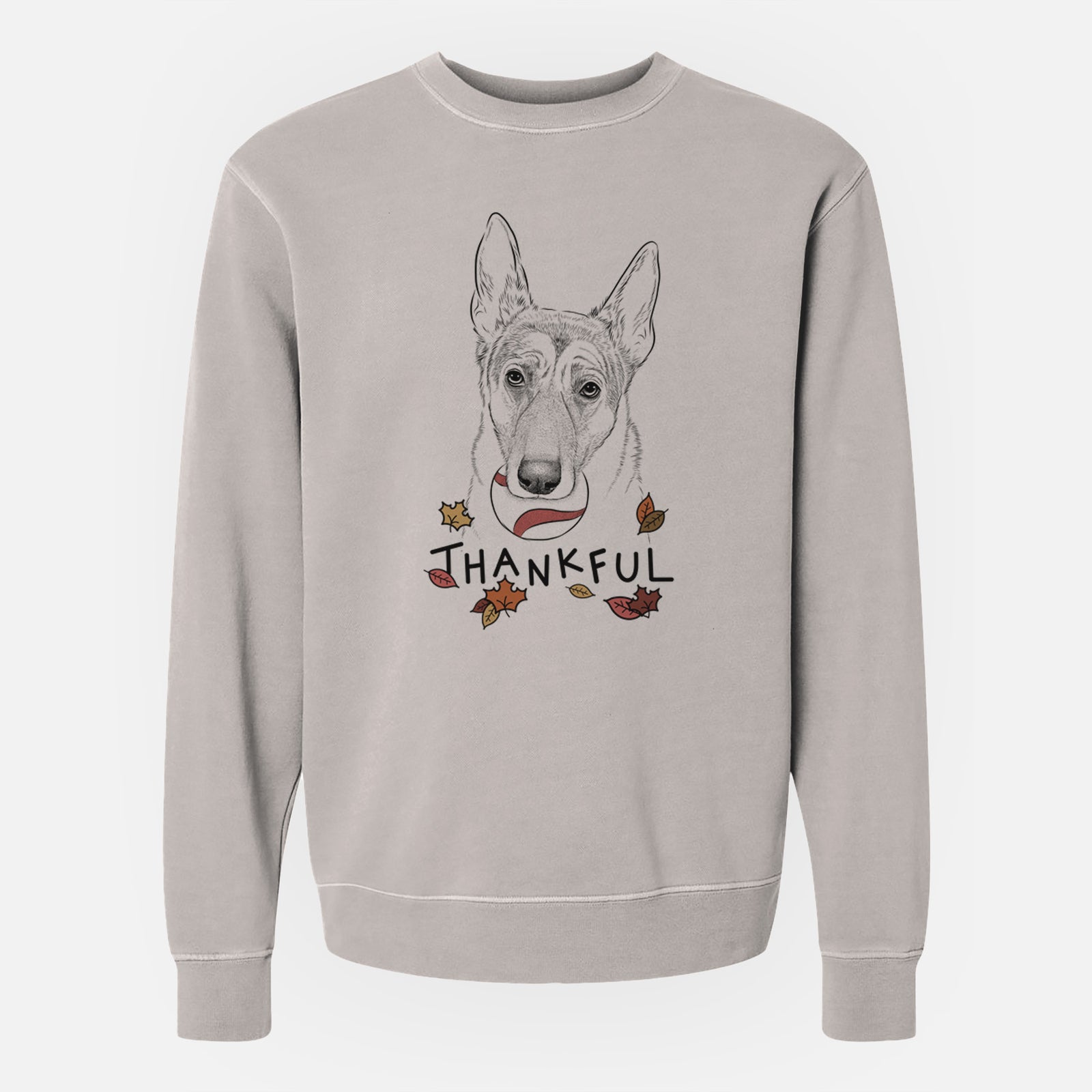 Thankful Greta the German Shepherd - Unisex Pigment Dyed Crew Sweatshirt