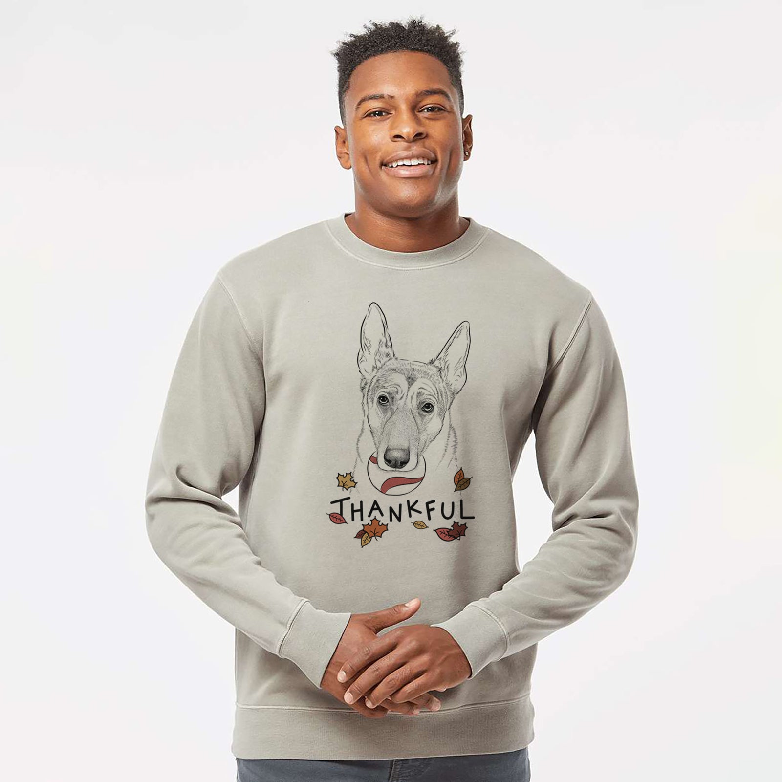 Thankful Greta the German Shepherd - Unisex Pigment Dyed Crew Sweatshirt