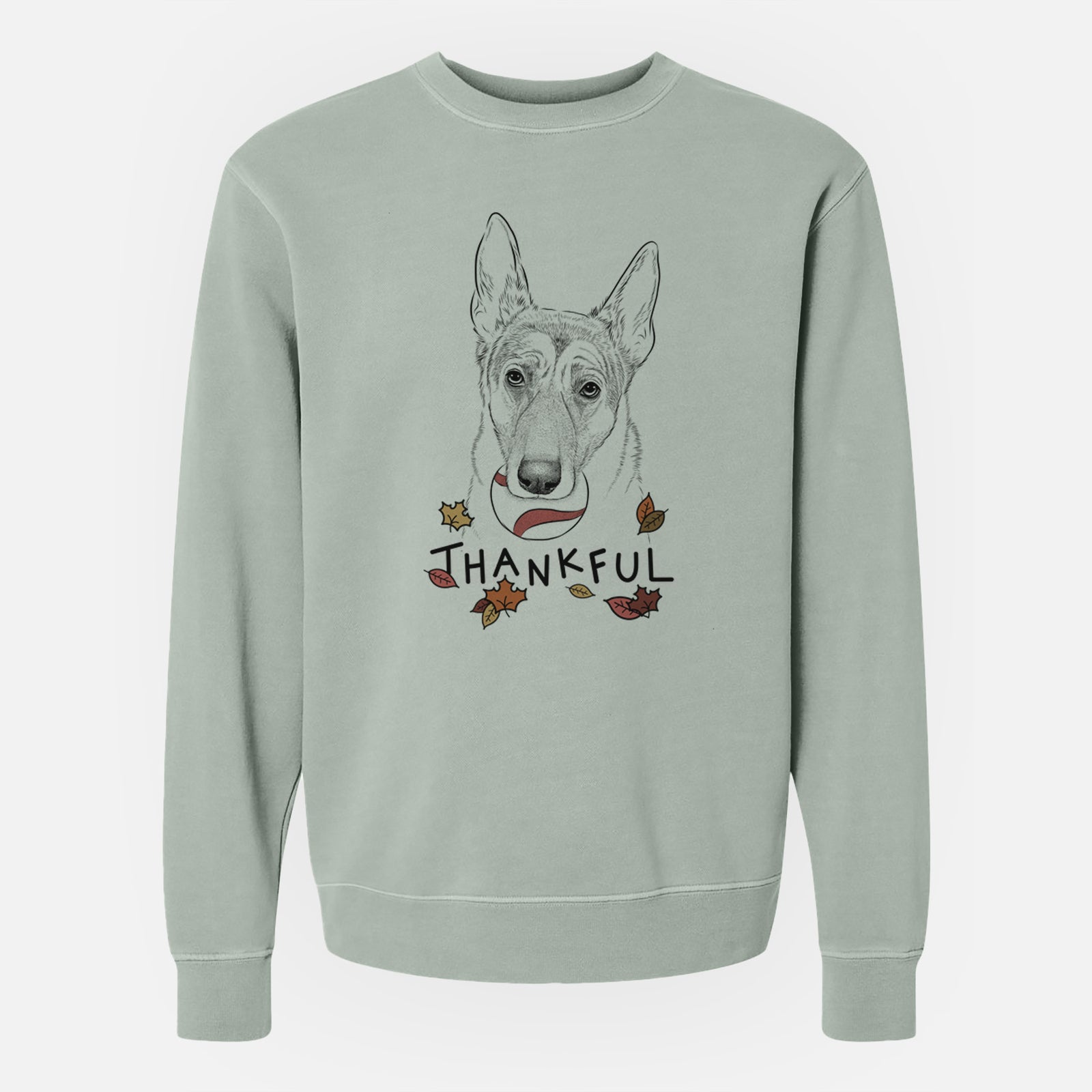Thankful Greta the German Shepherd - Unisex Pigment Dyed Crew Sweatshirt