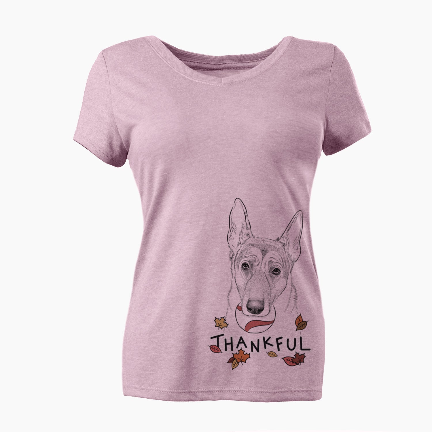 Thankful Greta the German Shepherd - Women's V-neck Shirt