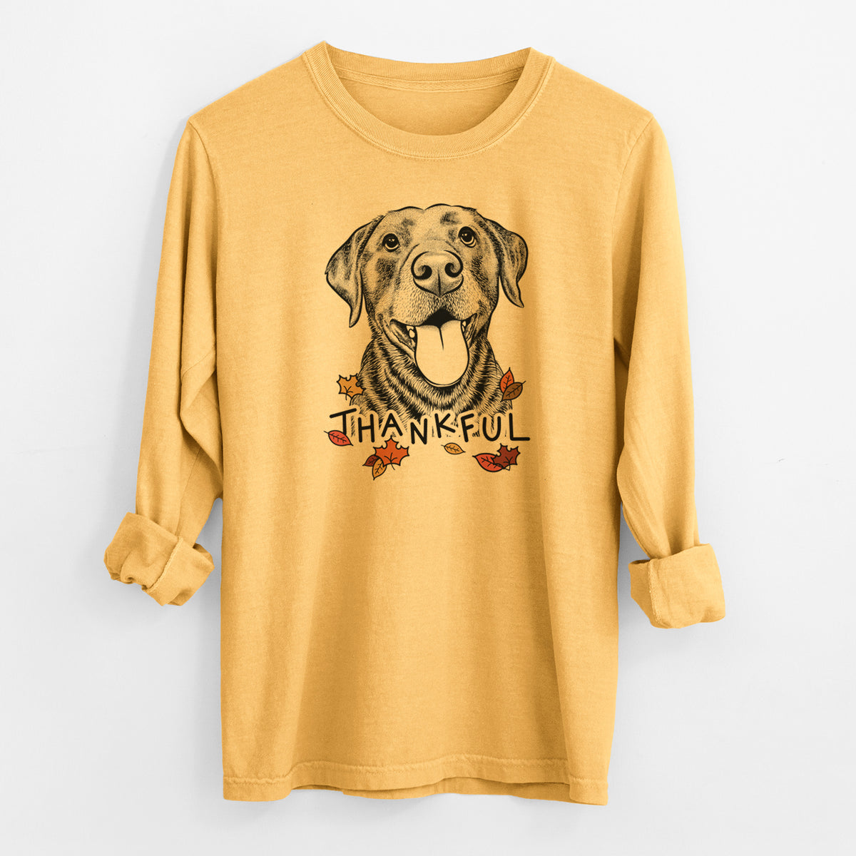 Thankful Gwen the Labrador Retriever - Men's Heavyweight 100% Cotton Long Sleeve