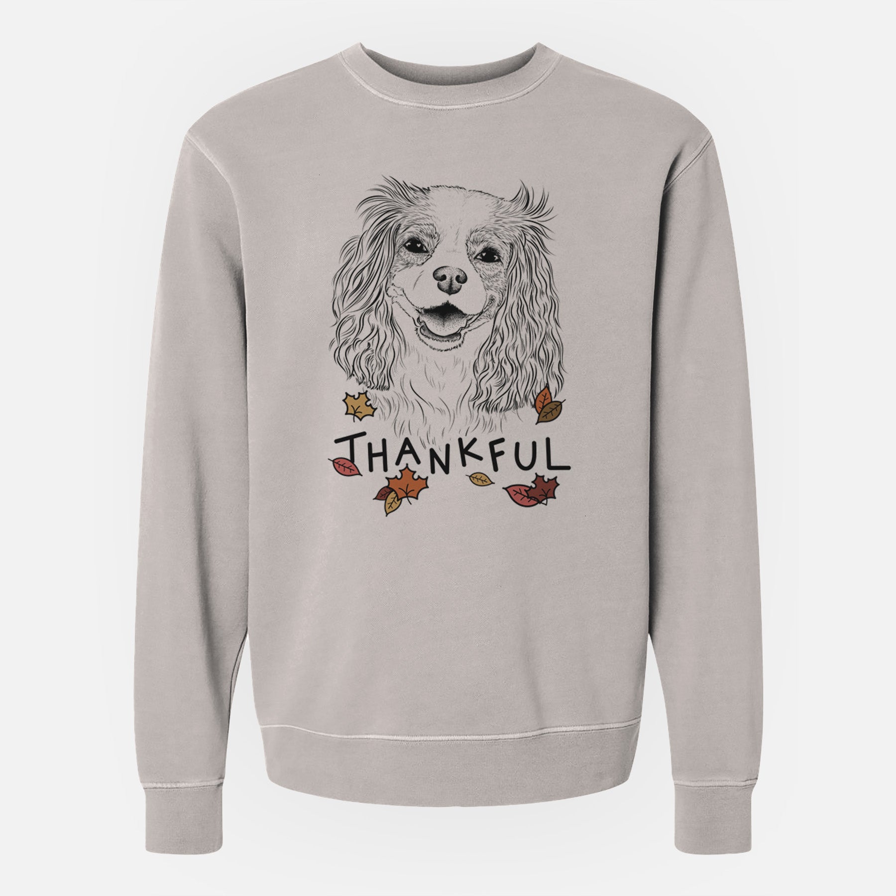 Thankful Halley Comet the Cavalier King Charles Spaniel - Unisex Pigment Dyed Crew Sweatshirt