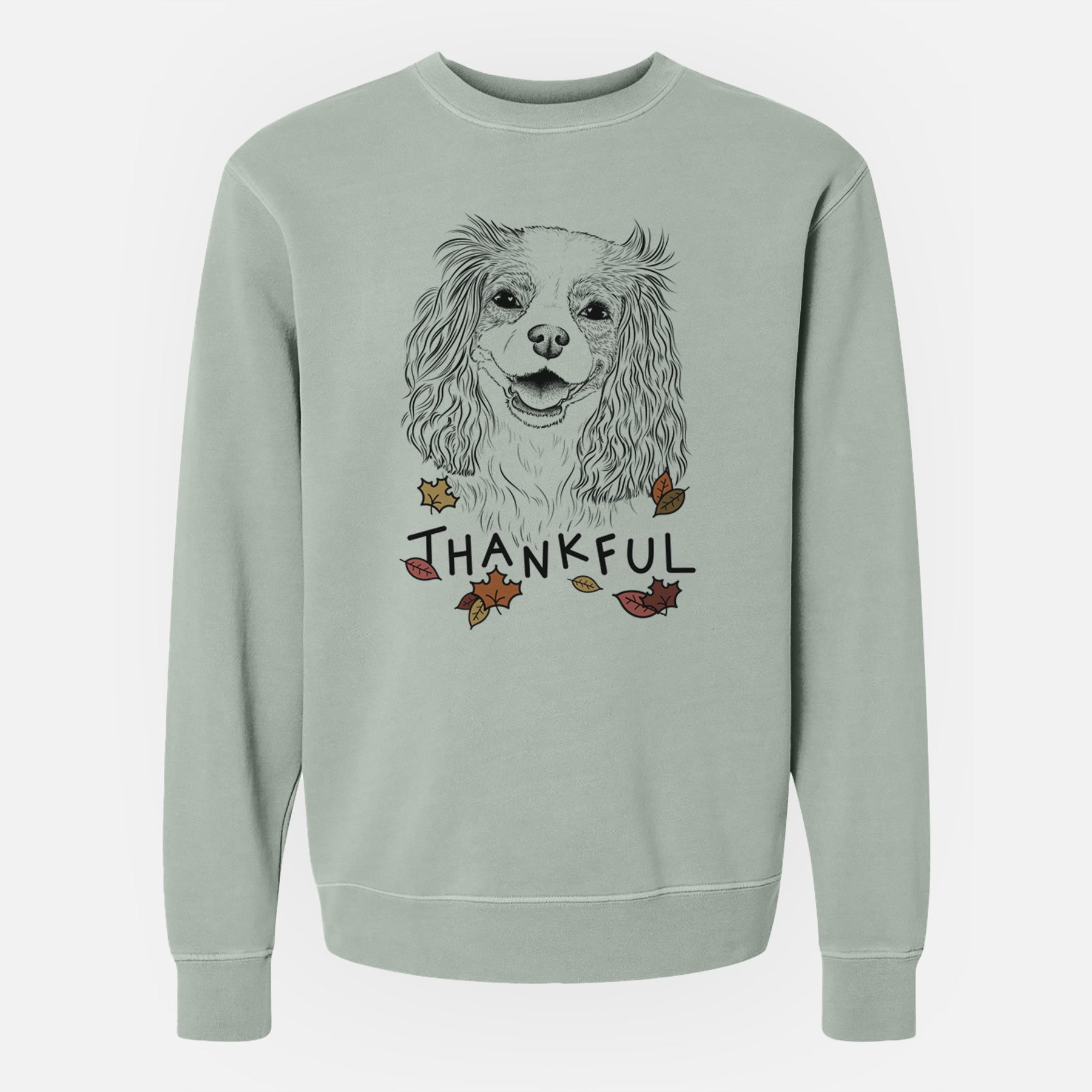 Thankful Halley Comet the Cavalier King Charles Spaniel - Unisex Pigment Dyed Crew Sweatshirt